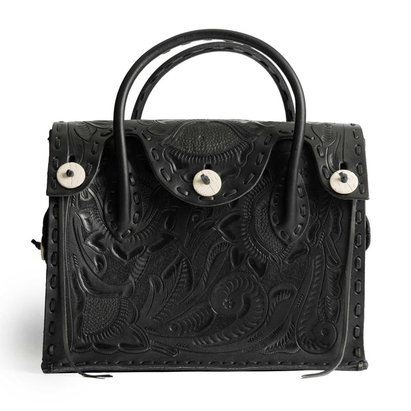 Chamula Western Stitch Carving Bag L Black-Bag-Clutch Cafe
