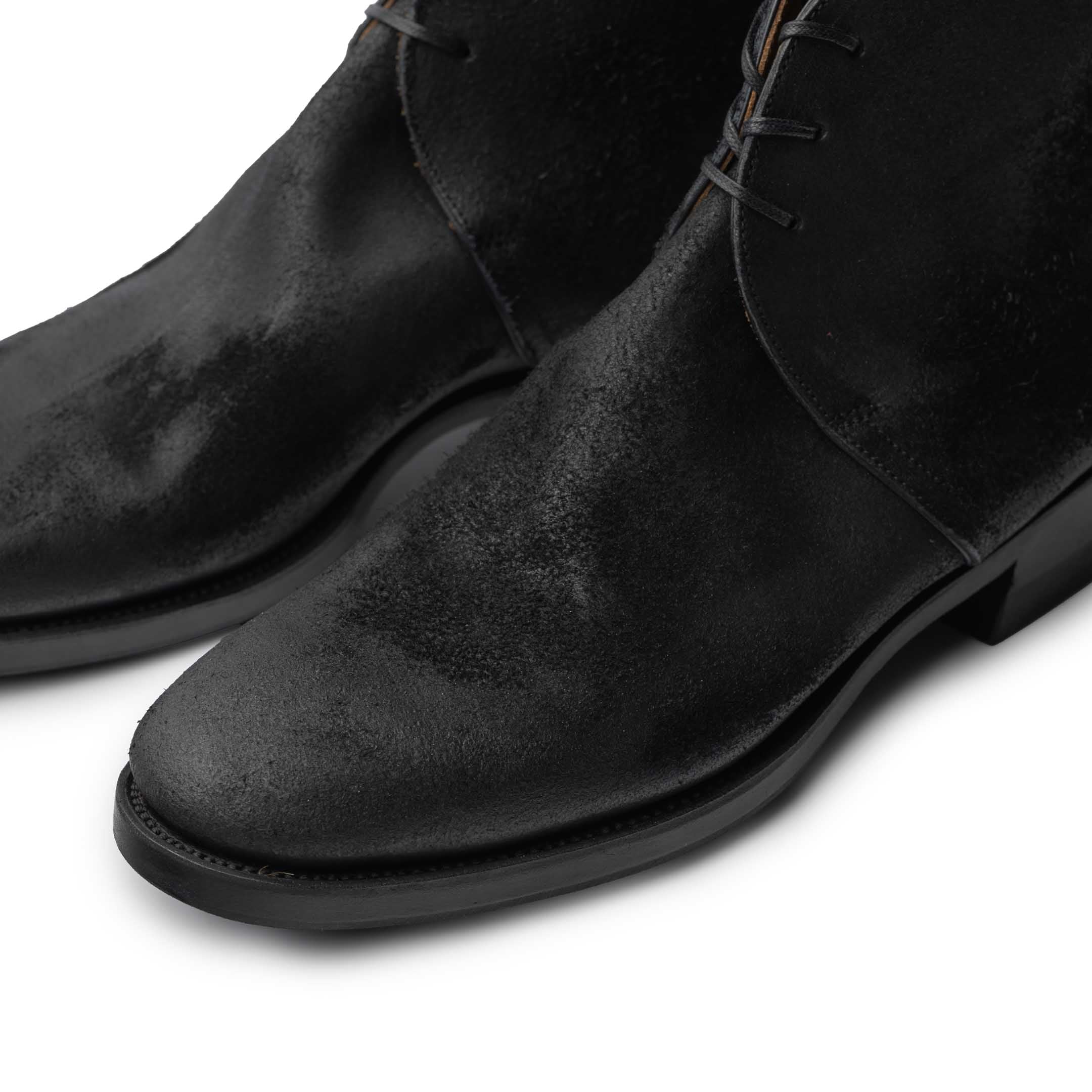 Clinch George Boots CN-Standard Waxed Uneven Horse Suede Black