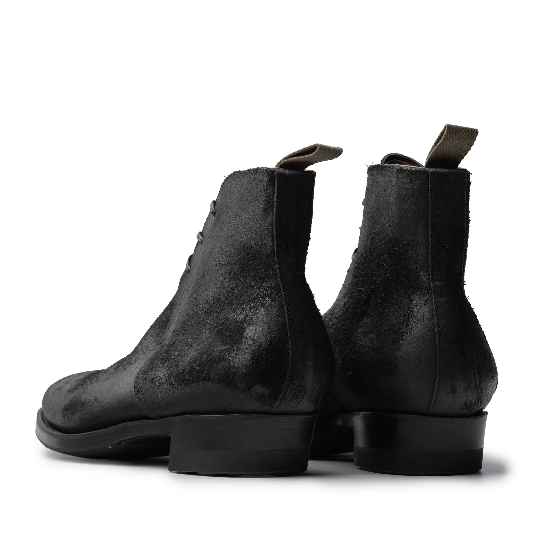 Clinch George Boots CN-Standard Waxed Uneven Horse Suede Black