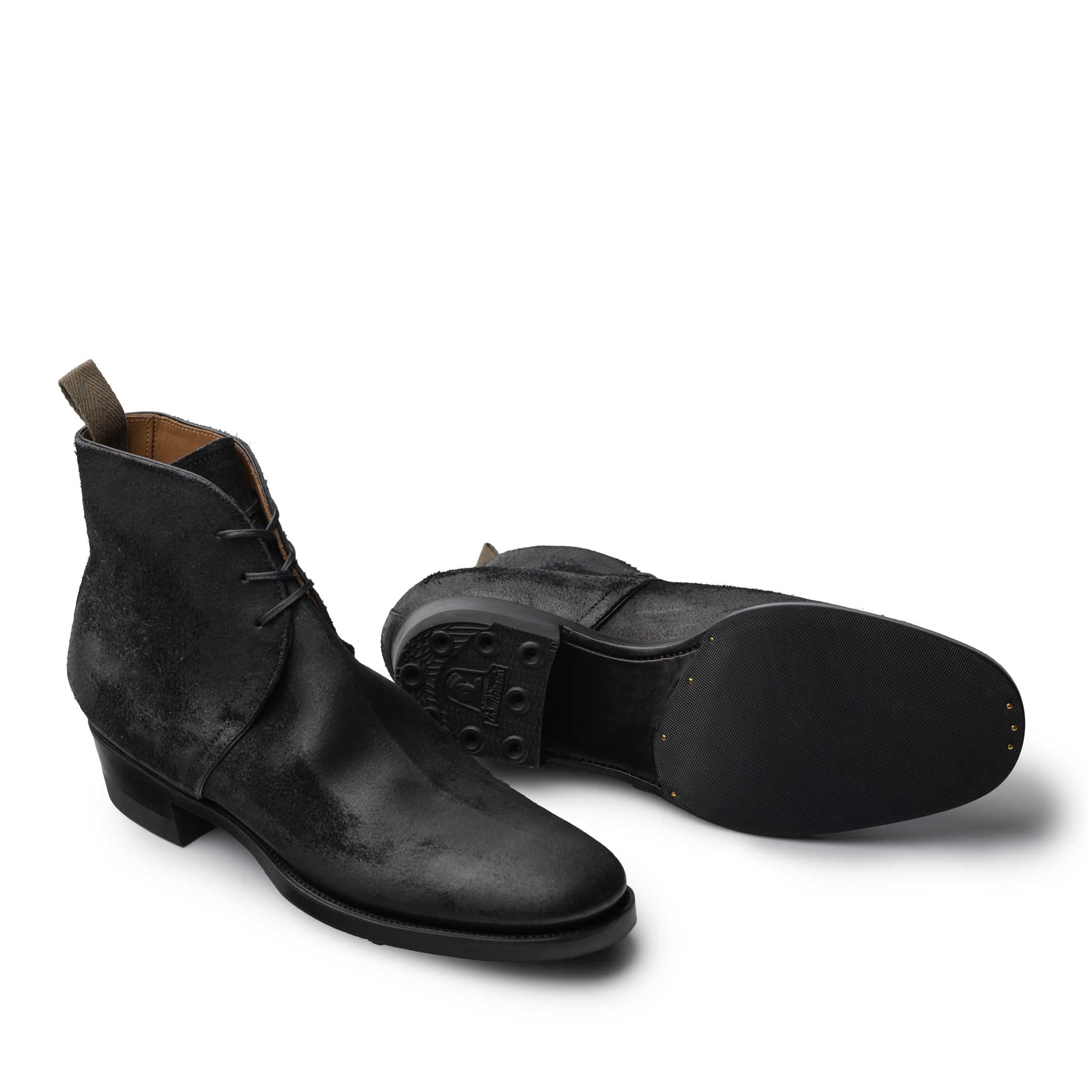 Clinch George Boots CN-Standard Waxed Uneven Horse Suede Black