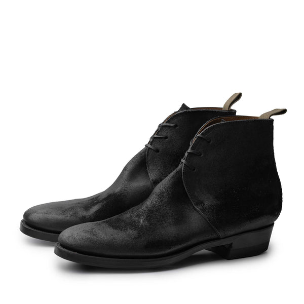 Clinch George Boots CN-Standard Waxed Uneven Horse Suede Black-Boots-Clutch Cafe