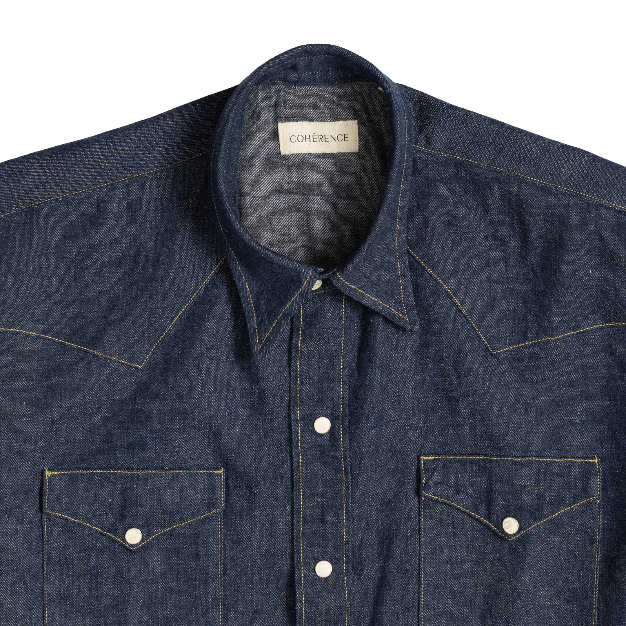 Coherence Abiquiu Western Shirt 10 oz Logger Selvedge Denim Indigo-Shirt-Clutch Cafe