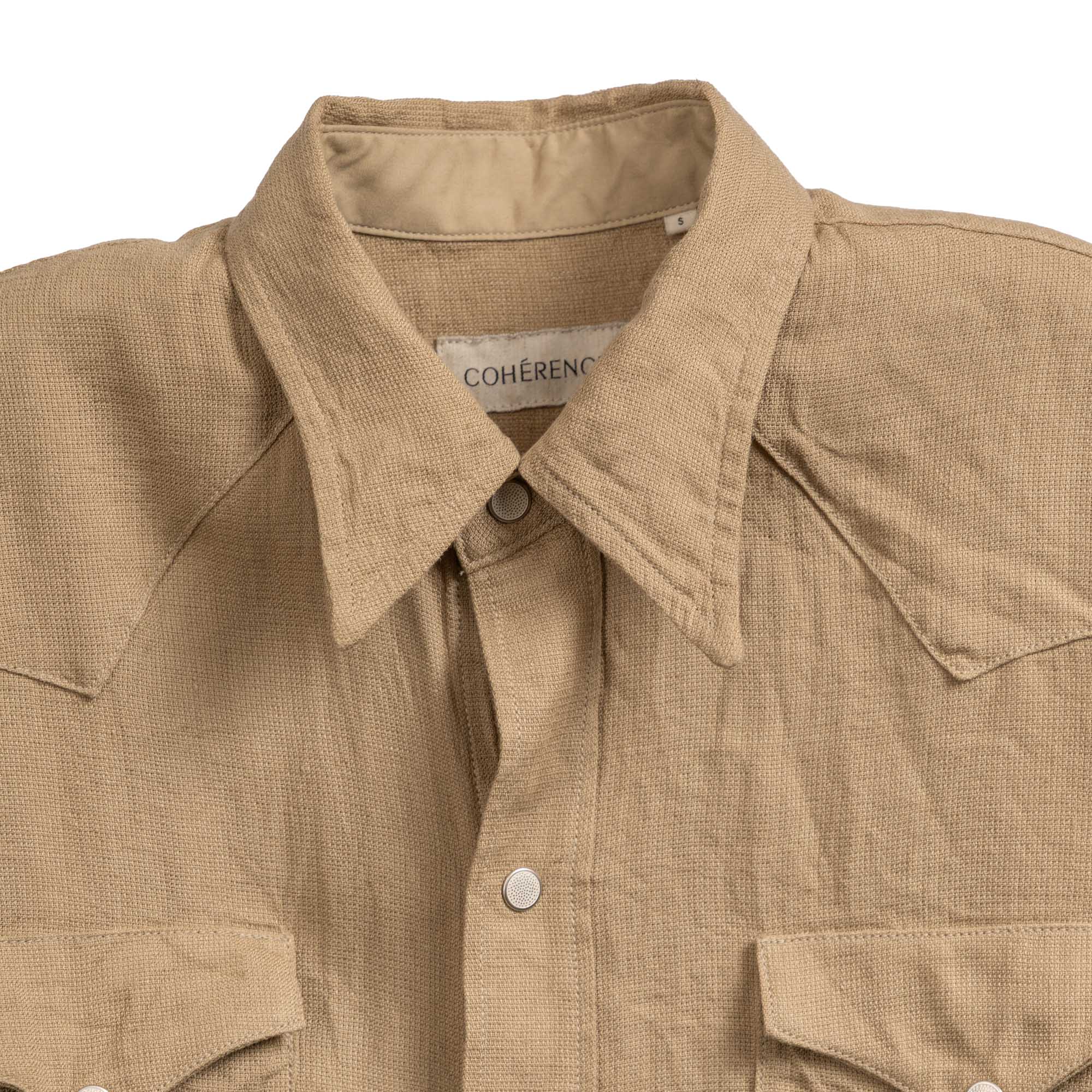 Coherence Abiquiu Western Shirt Aerocloth Linen Beige-Shirt-Clutch Cafe
