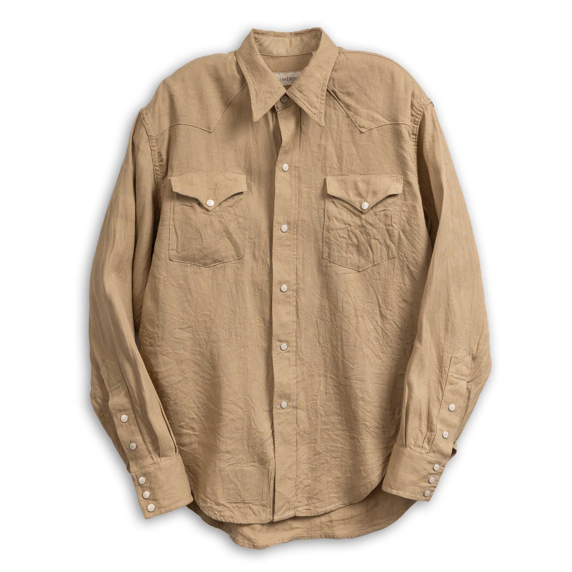 Coherence Abiquiu Western Shirt Aerocloth Linen Beige-Shirt-Clutch Cafe