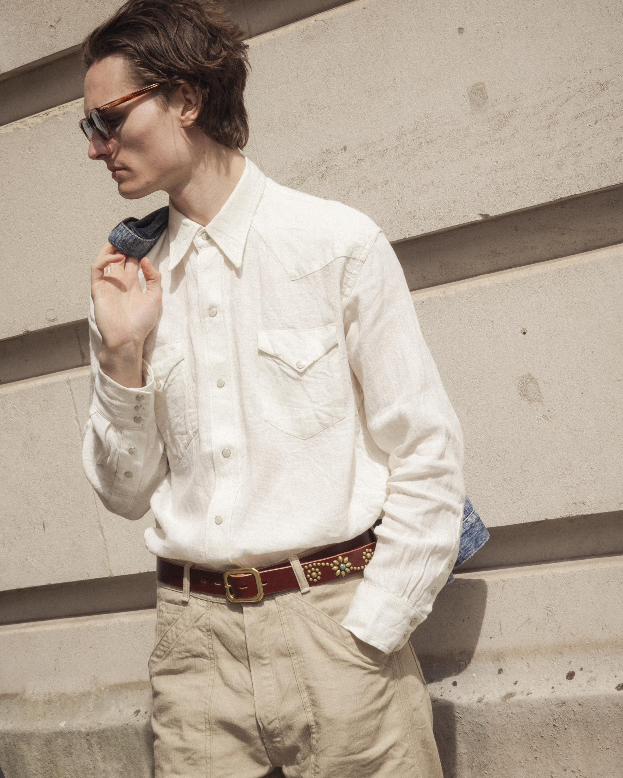 Coherence Abiquiu Western Shirt Aerocloth Linen Ivory-Shirt-Clutch Cafe