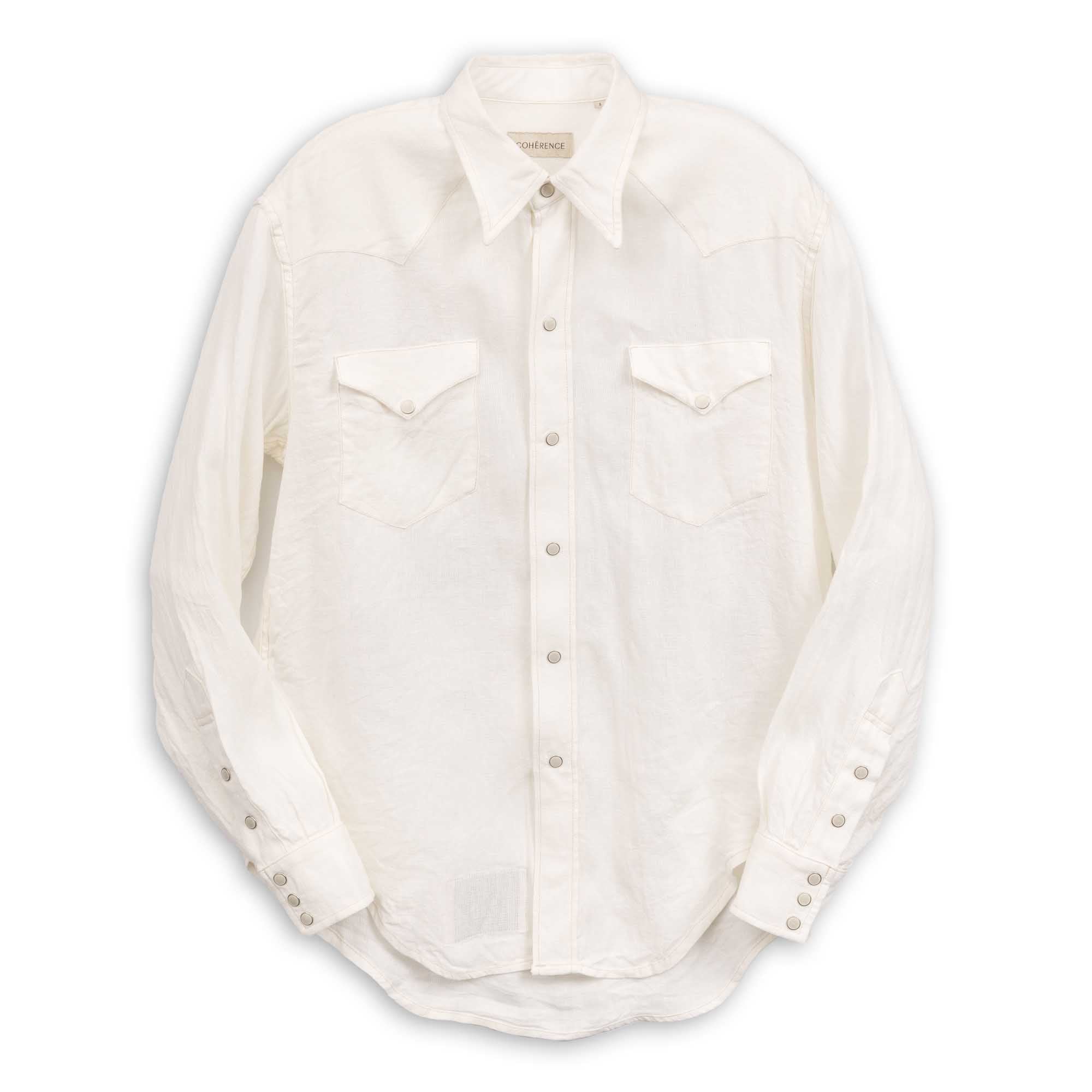 Coherence Abiquiu Western Shirt Aerocloth Linen Ivory-Shirt-Clutch Cafe
