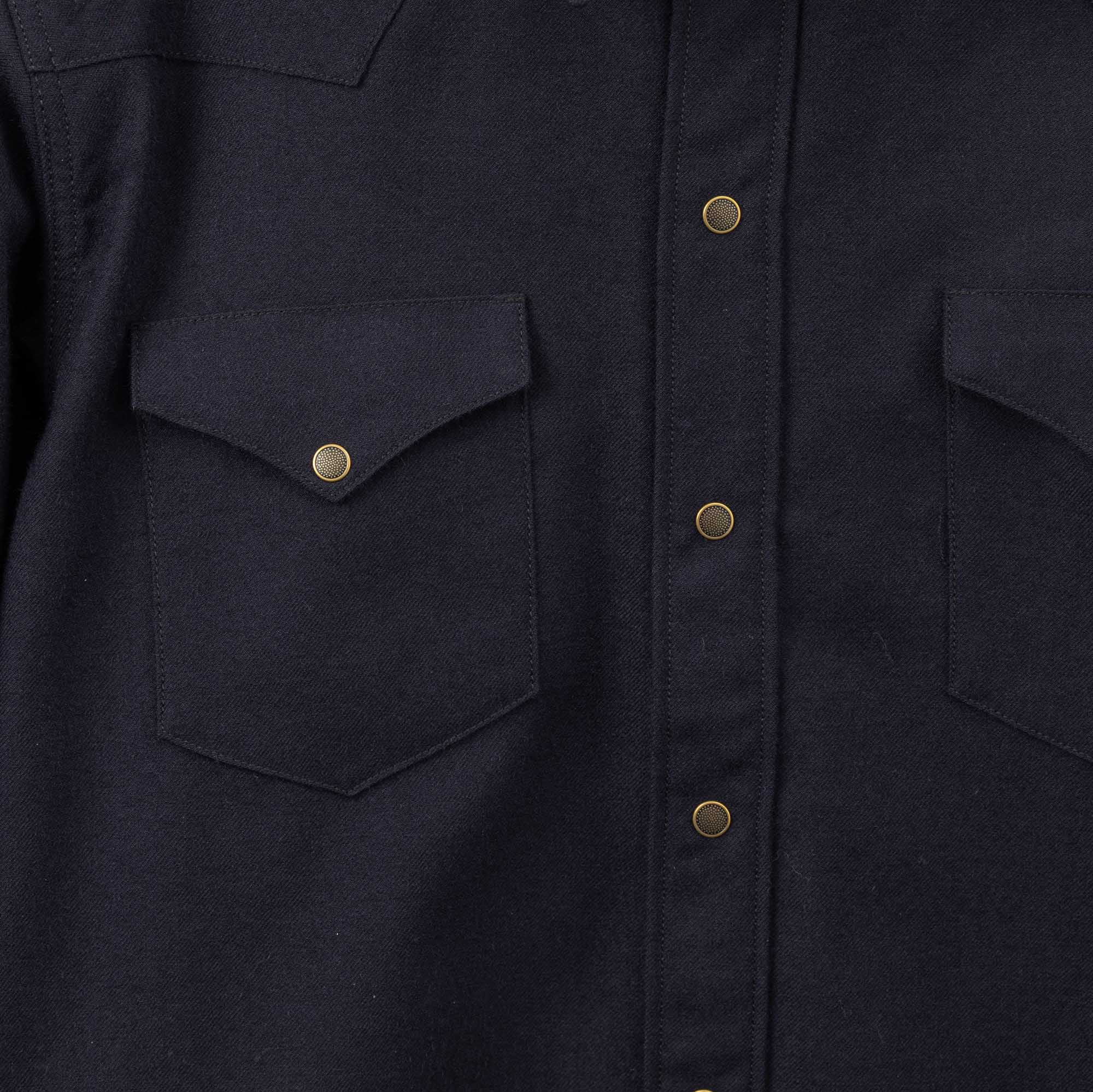 Coherence Abiquiu Western Shirt Rover Wool Twill D.Blue-Shirt-Clutch Cafe