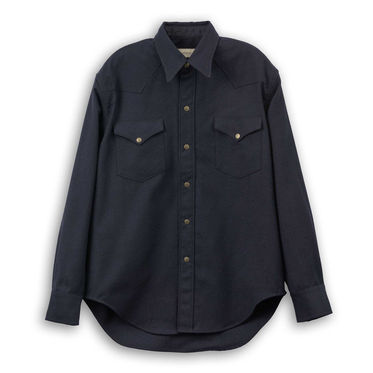 Coherence Abiquiu Western Shirt Rover Wool Twill D.Blue-Shirt-Clutch Cafe