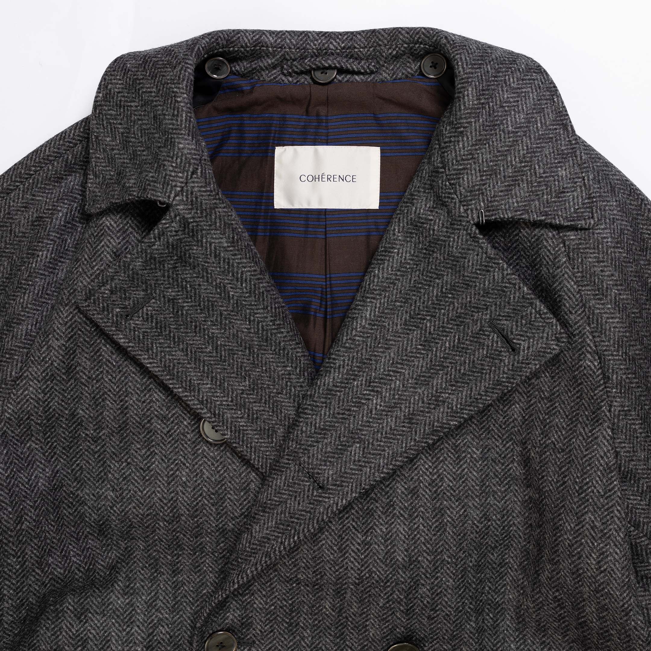 Coherence FouFou II Chevron Tweed Jersey Grey-coat-Clutch Cafe