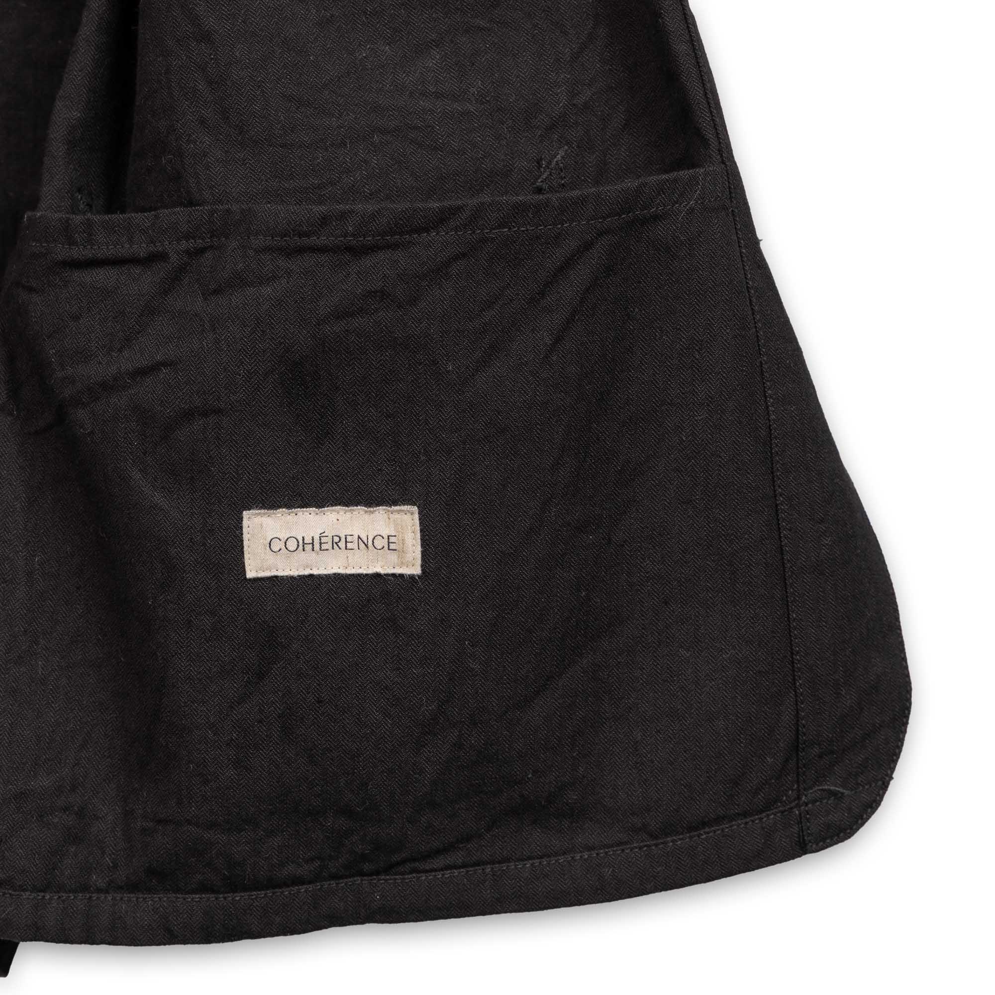Coherence Jackson Linen/Cotton Chevron Black-Jacket-Clutch Cafe