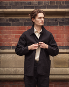 Coherence Jackson Linen/Cotton Chevron Black-Jacket-Clutch Cafe