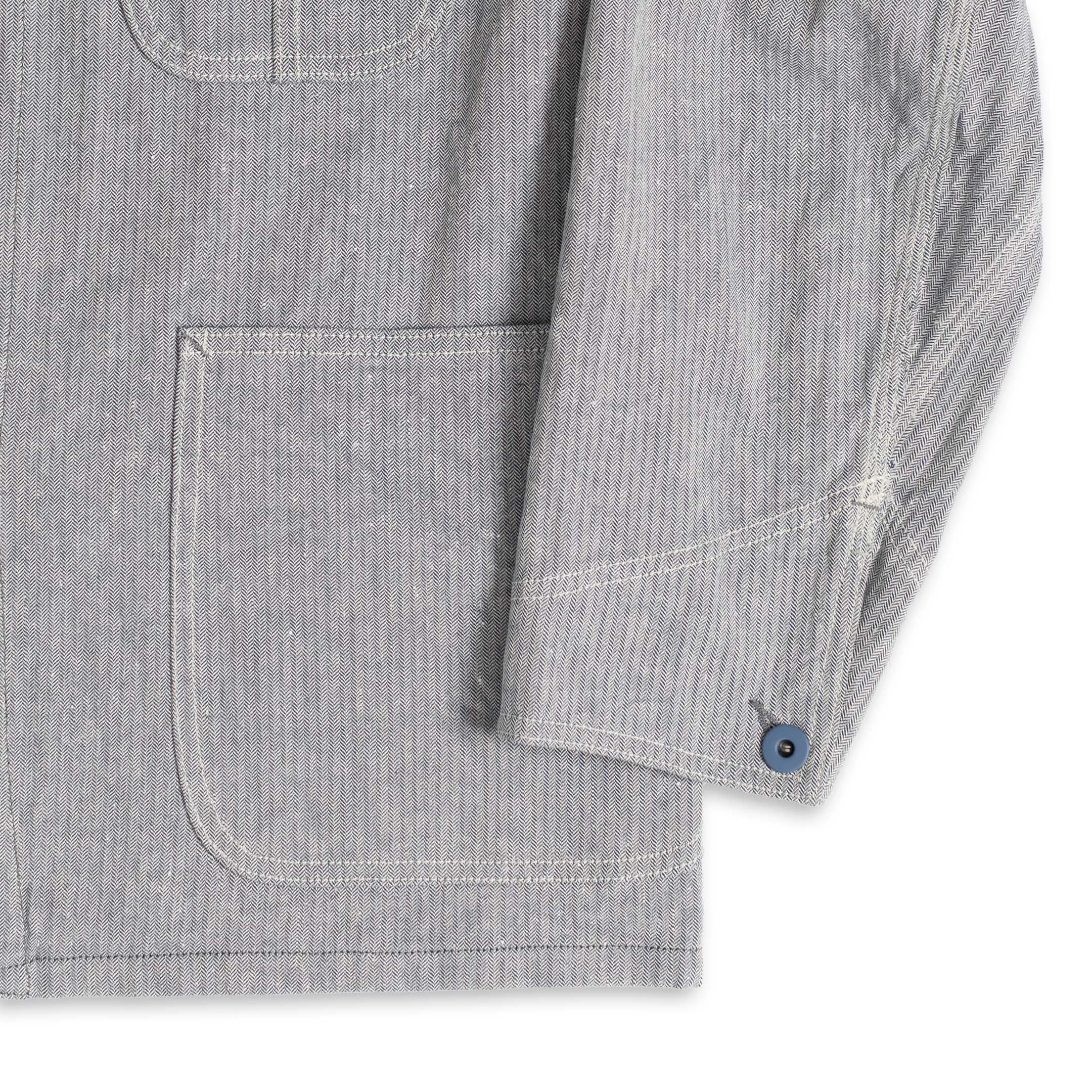 Coherence Jackson Linen/Cotton Chevron Blue-Jacket-Clutch Cafe