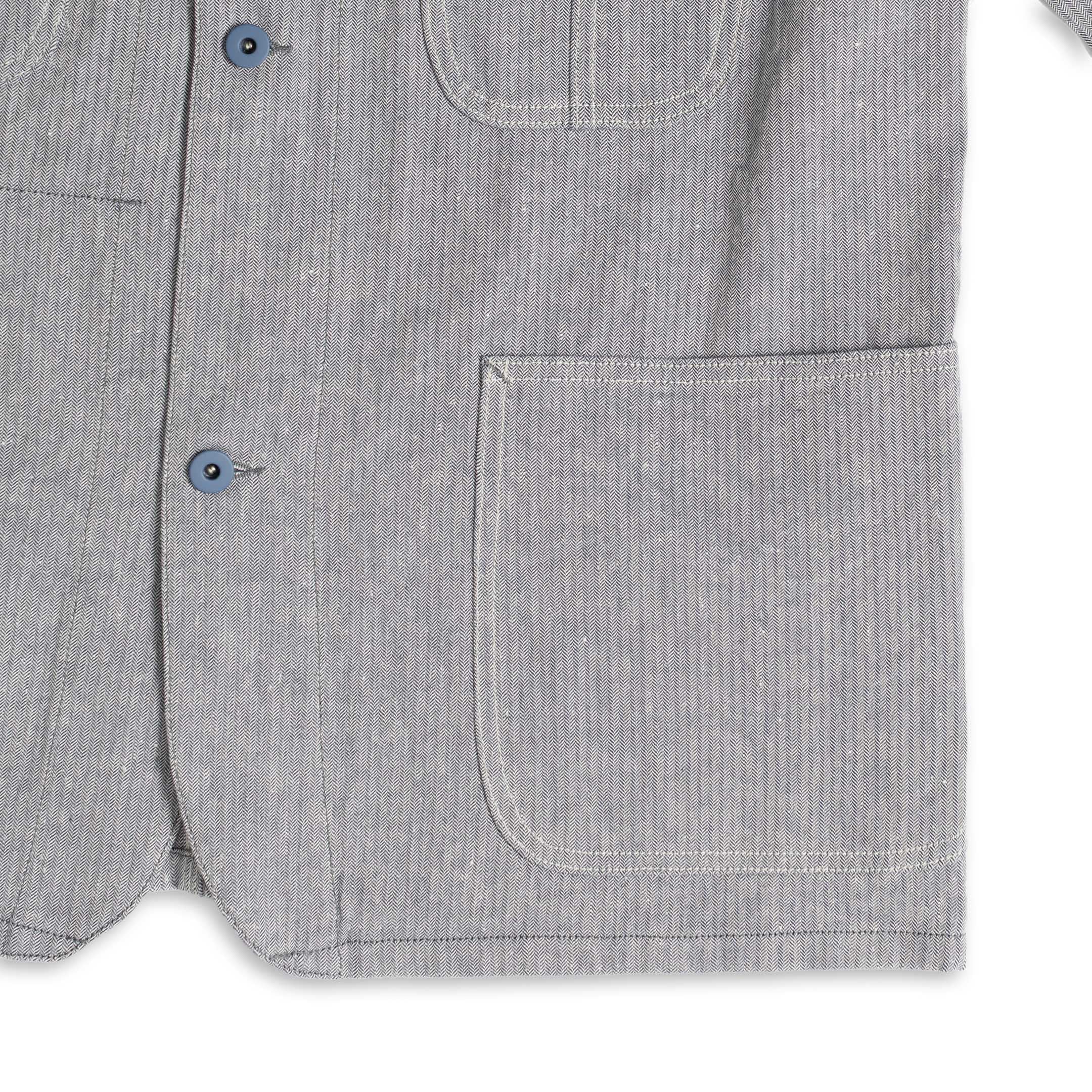 Coherence Jackson Linen/Cotton Chevron Blue-Jacket-Clutch Cafe