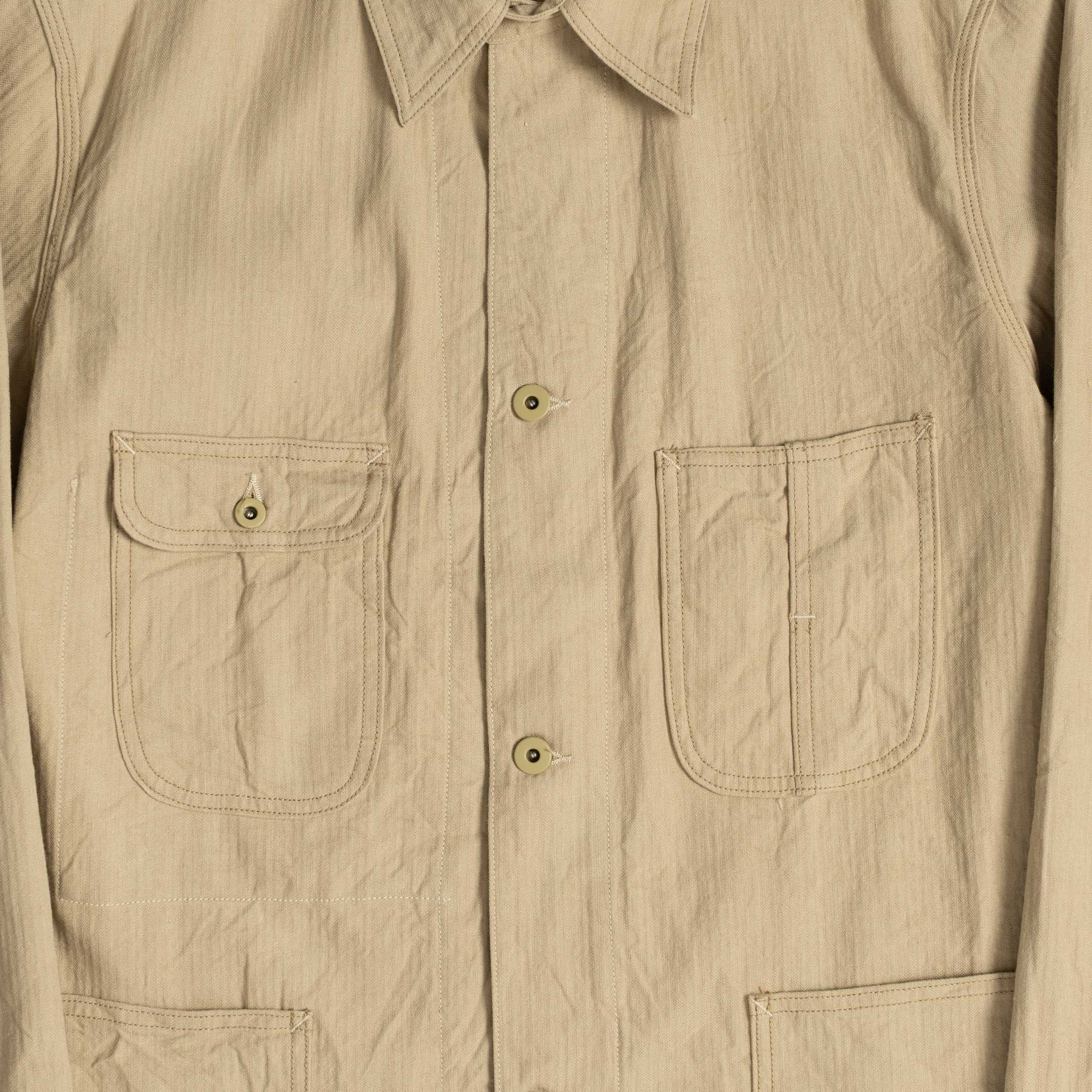 Coherence Jackson Linen/Cotton Chevron Ivory-Jacket-Clutch Cafe