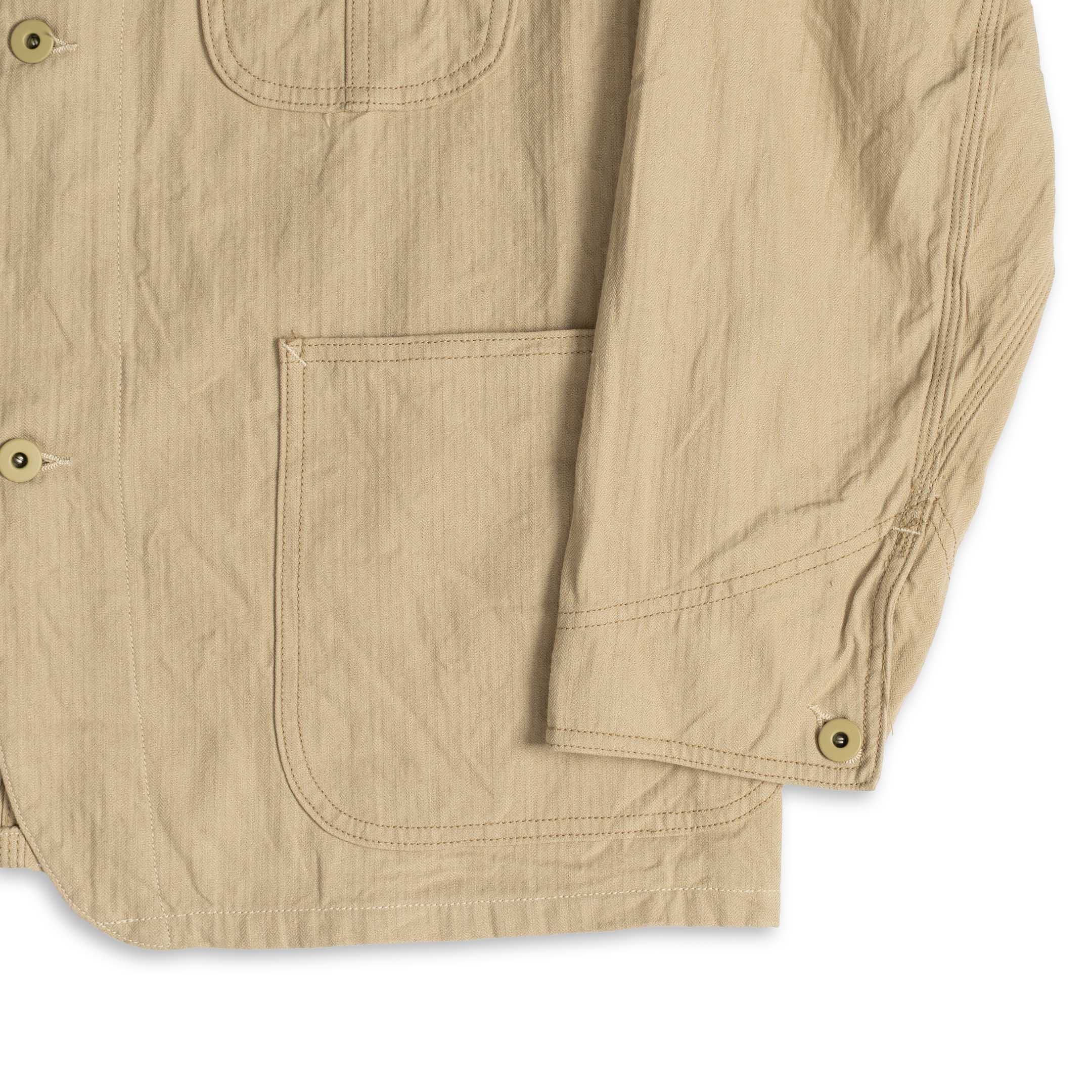 Coherence Jackson Linen/Cotton Chevron Ivory-Jacket-Clutch Cafe