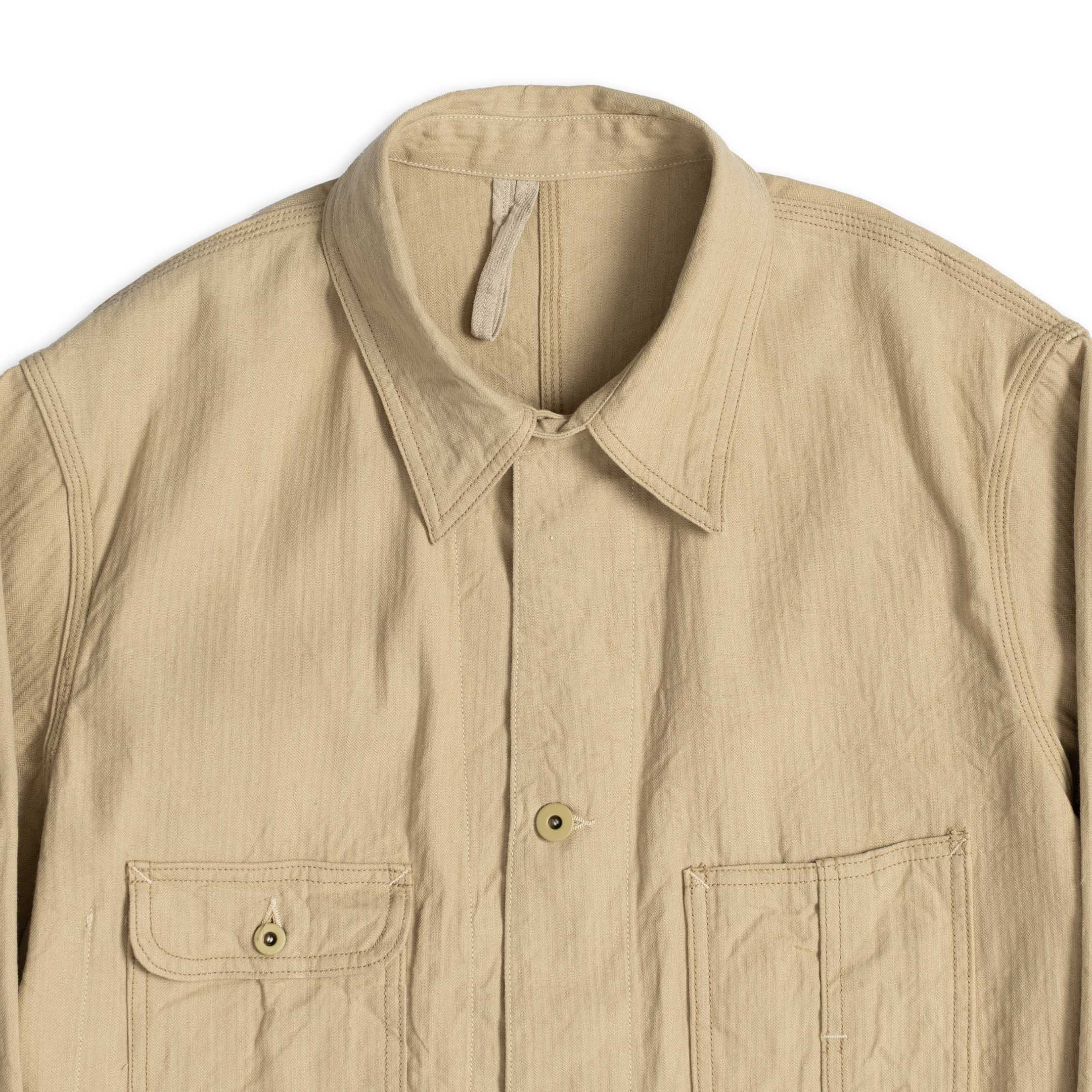 Coherence Jackson Linen/Cotton Chevron Ivory-Jacket-Clutch Cafe