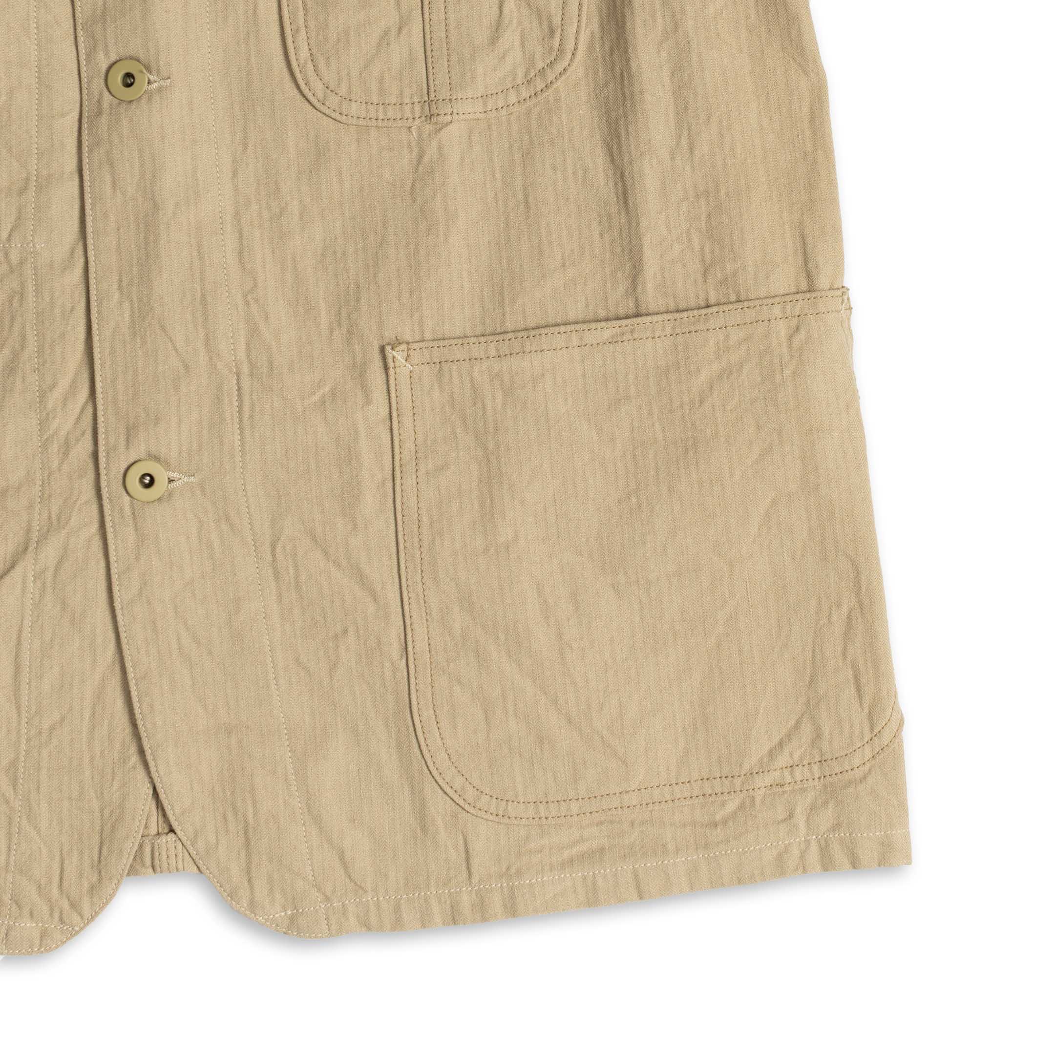 Coherence Jackson Linen/Cotton Chevron Ivory-Jacket-Clutch Cafe