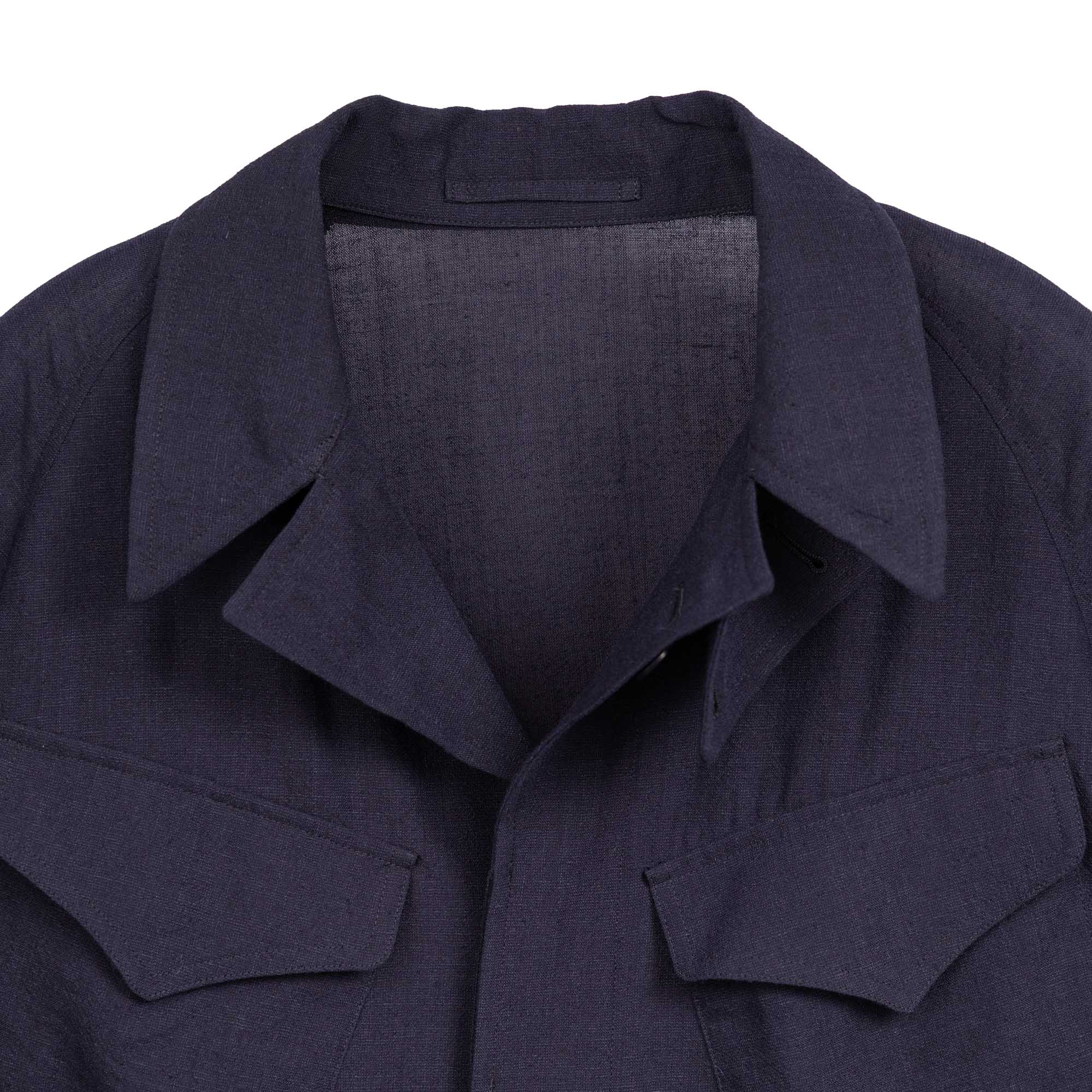Coherence Robert Wool/Linen/Mohair D.Blue-Coat-Clutch Cafe