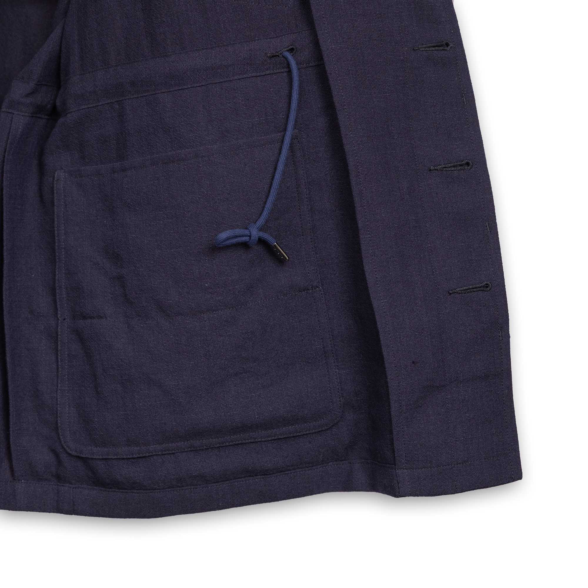Coherence Robert Wool/Linen/Mohair D.Blue-Coat-Clutch Cafe