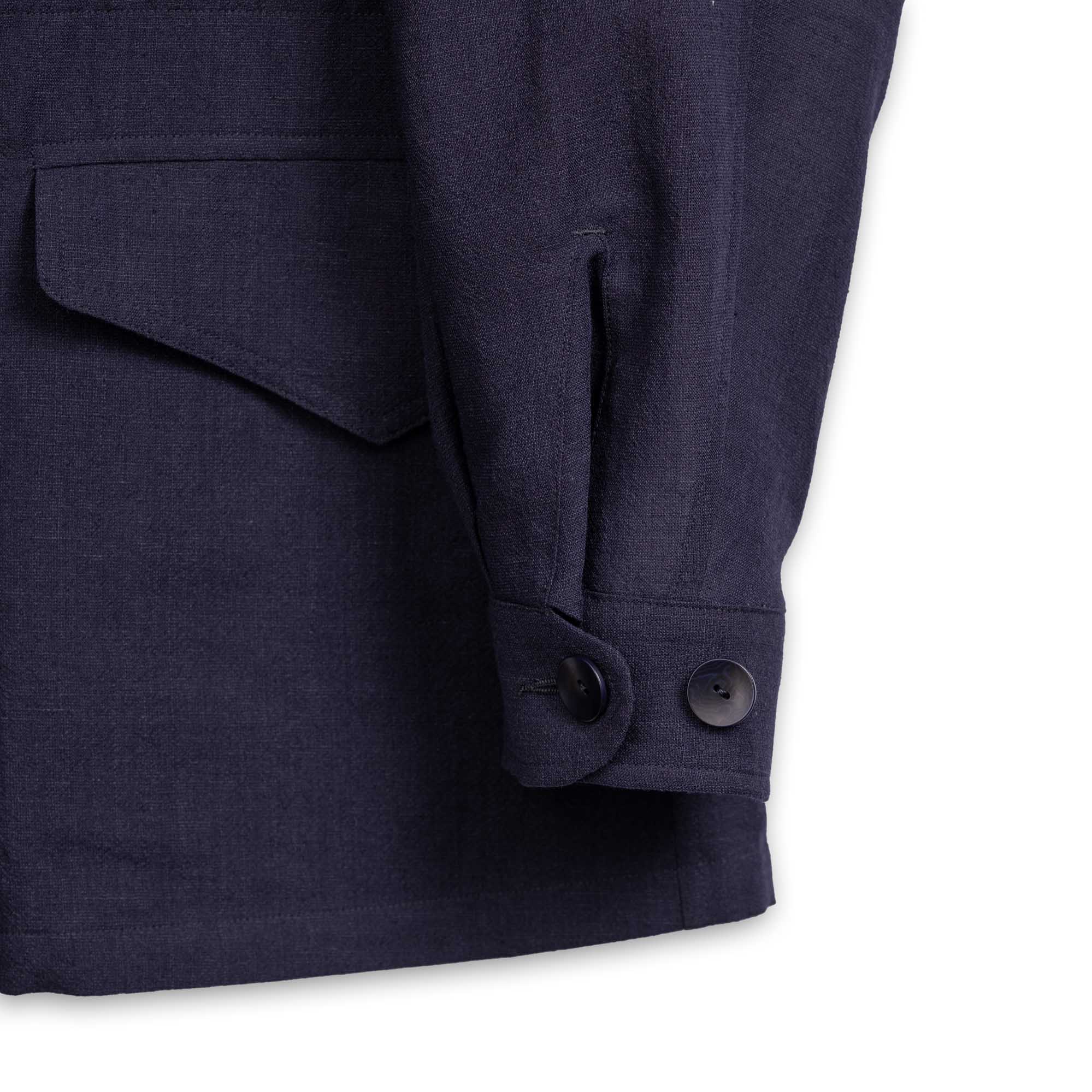 Coherence Robert Wool/Linen/Mohair D.Blue-Coat-Clutch Cafe