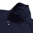 Coherence Robert Wool/Linen/Mohair Ripple D.Blue-Coat-Clutch Cafe