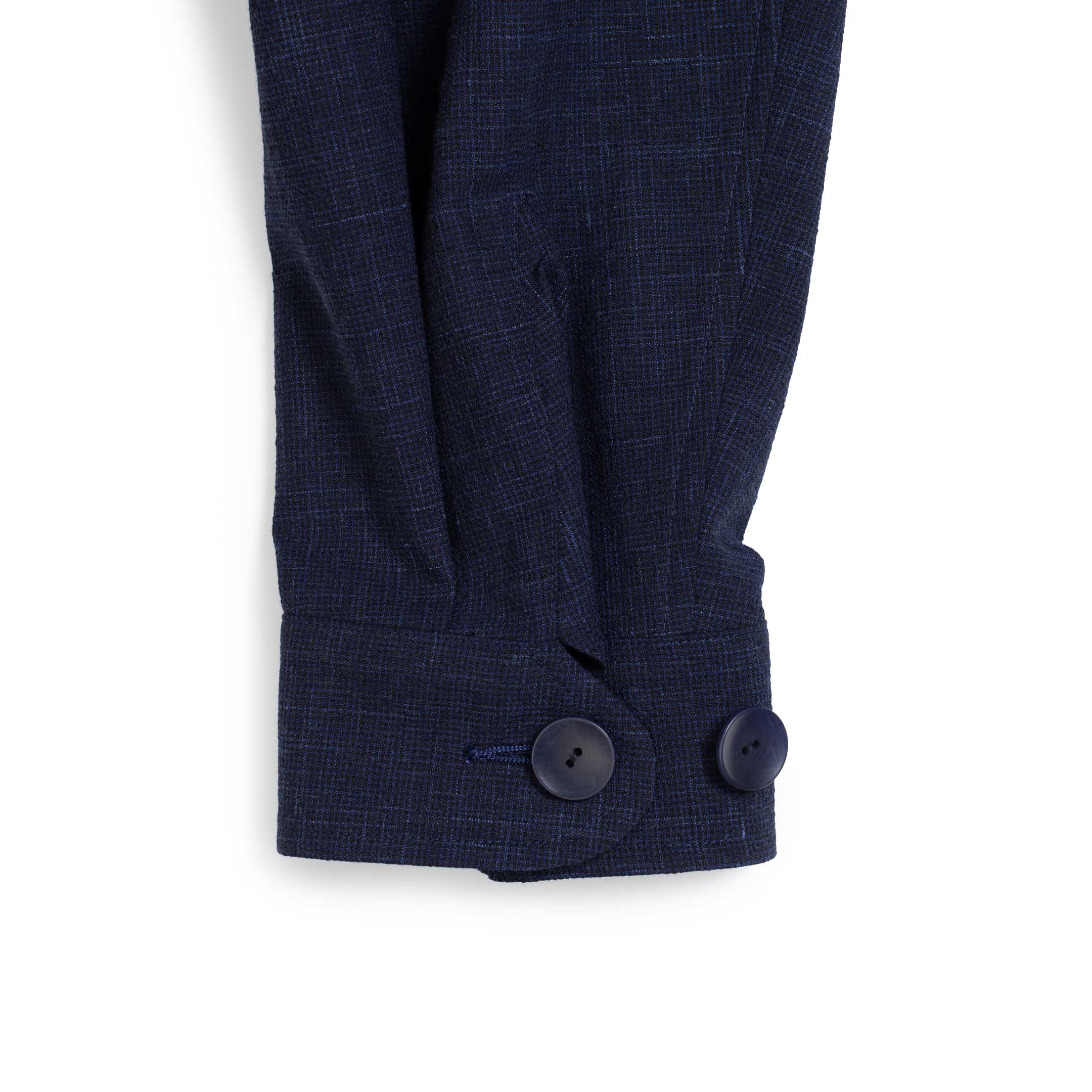 Coherence Robert Wool/Linen/Mohair Ripple D.Blue-Coat-Clutch Cafe