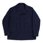 Coherence Robert Wool/Linen/Mohair Ripple D.Blue-Coat-Clutch Cafe