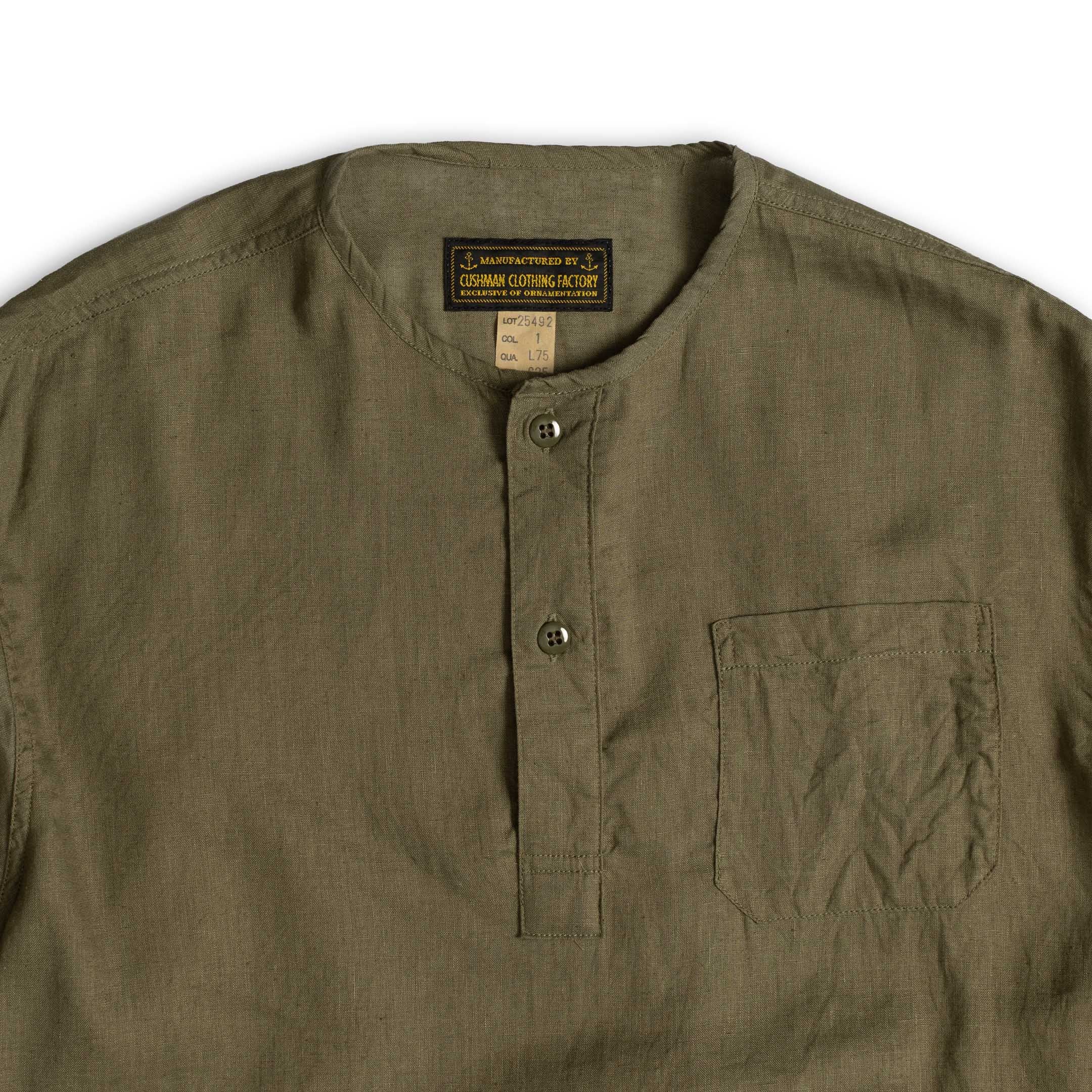 Cushman Lot. 25492 Linen Cotton Sleeping Shirt Olive-Shirt-Clutch Cafe
