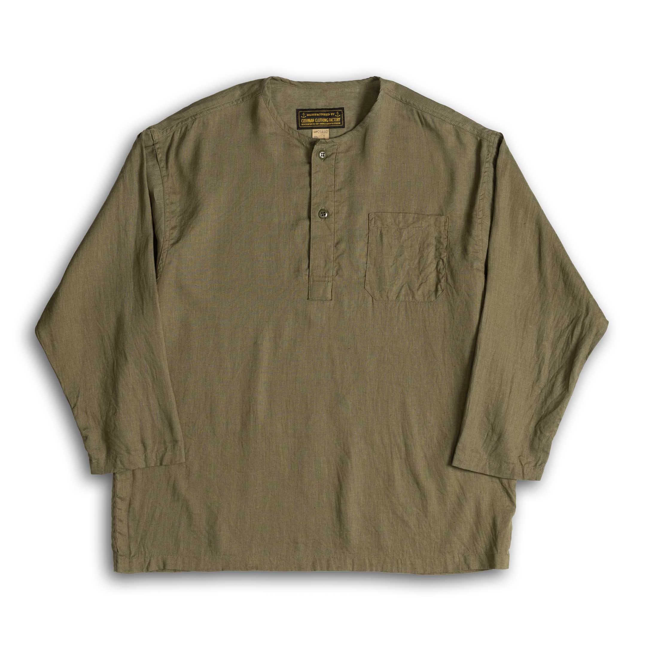 Cushman Lot. 25492 Linen Cotton Sleeping Shirt Olive-Shirt-Clutch Cafe
