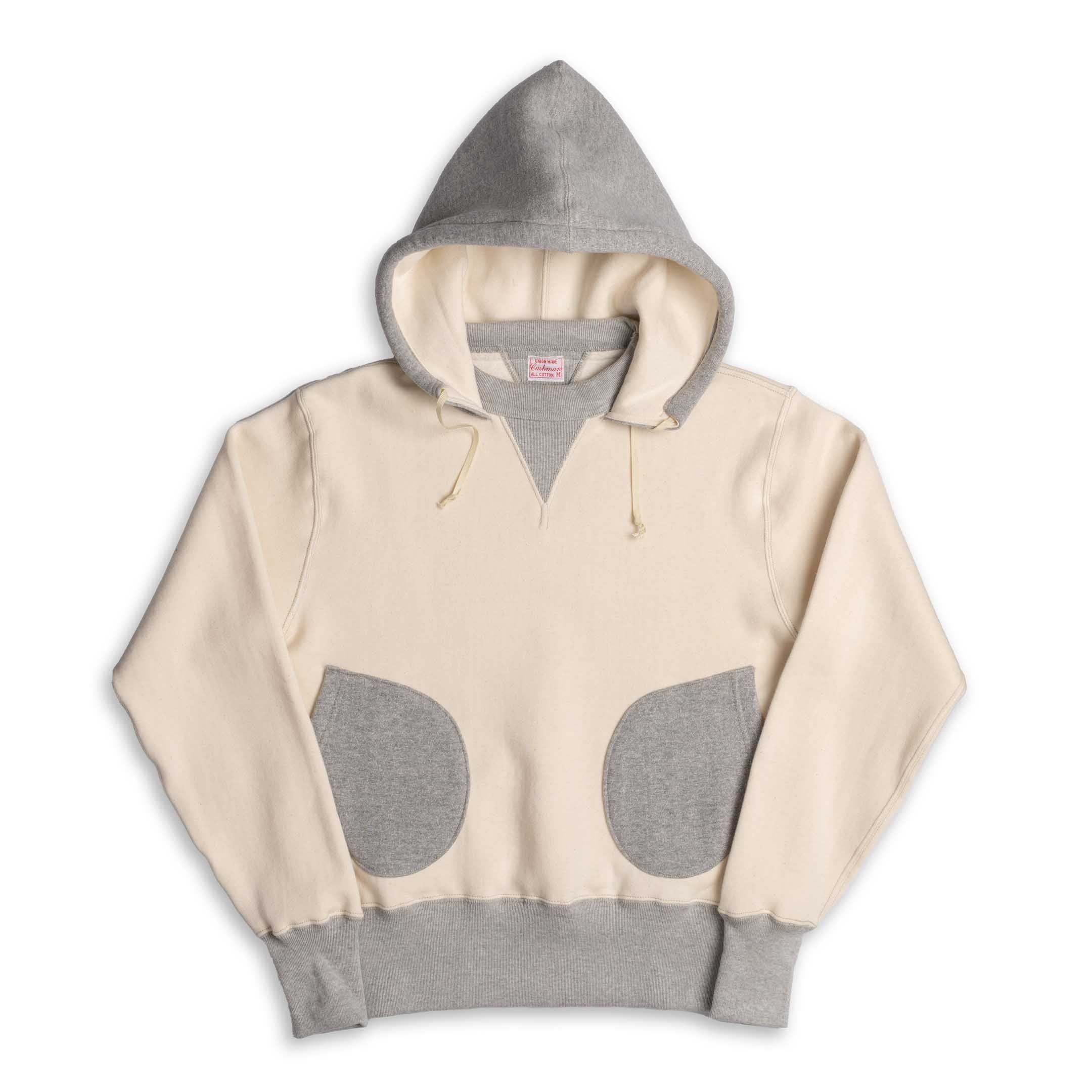 Cushman Lot. 26383 Boxing Pocket Sweat Parka Cream/Mix Grey-Hooded Sweatshirt-Clutch Cafe
