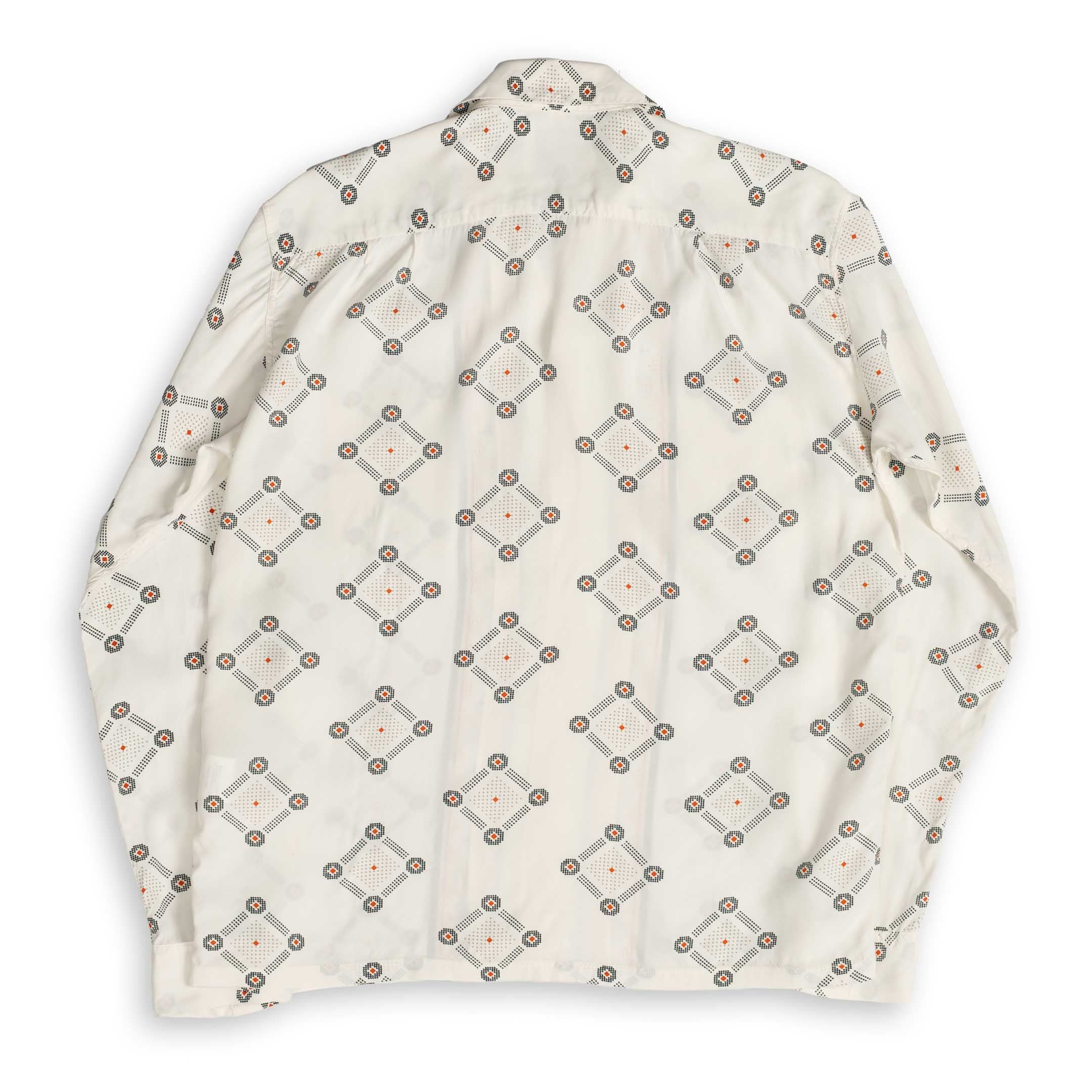 Duke Kahanamoku L/S Westcoast Pattern Hawaiian Shirt Off White-Shirt-Clutch Cafe