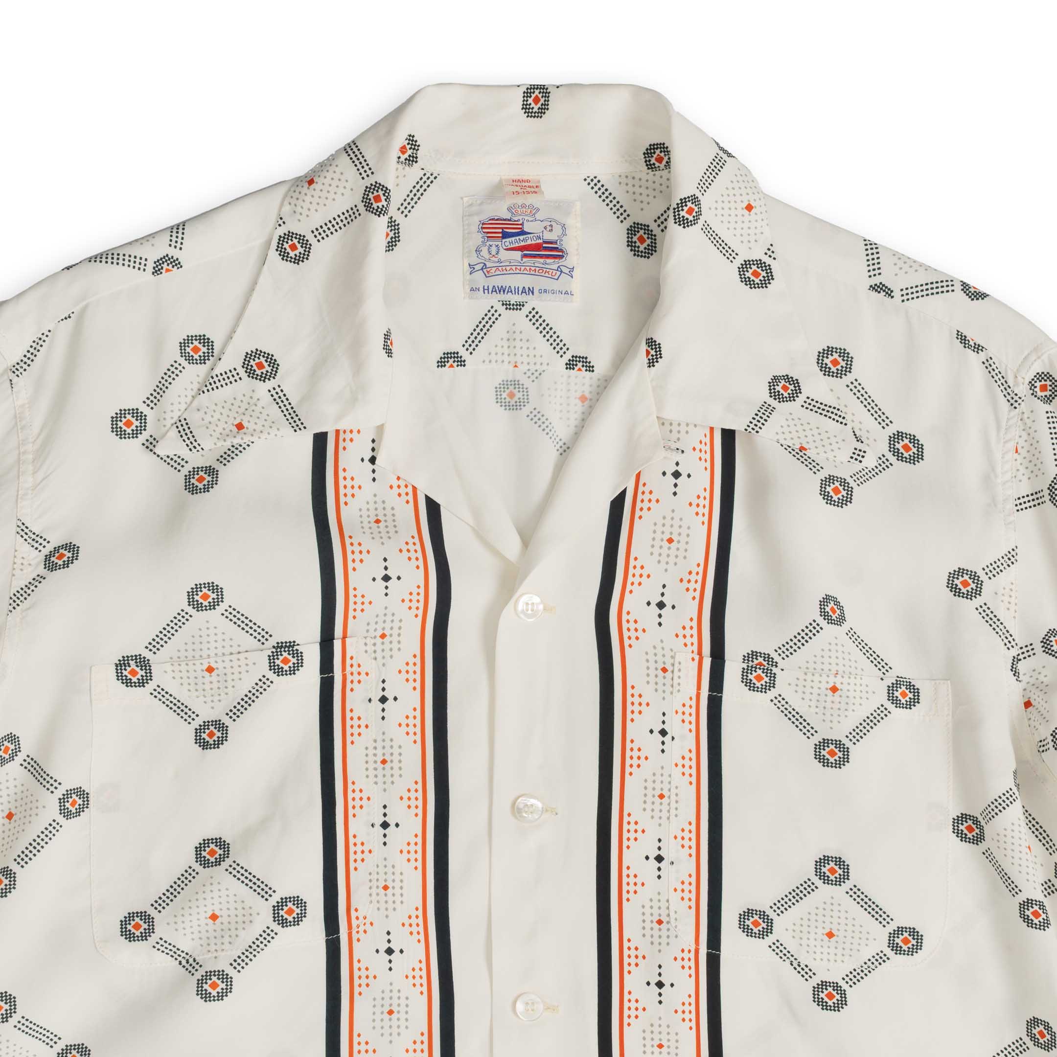 Duke Kahanamoku L/S Westcoast Pattern Hawaiian Shirt Off White-Shirt-Clutch Cafe