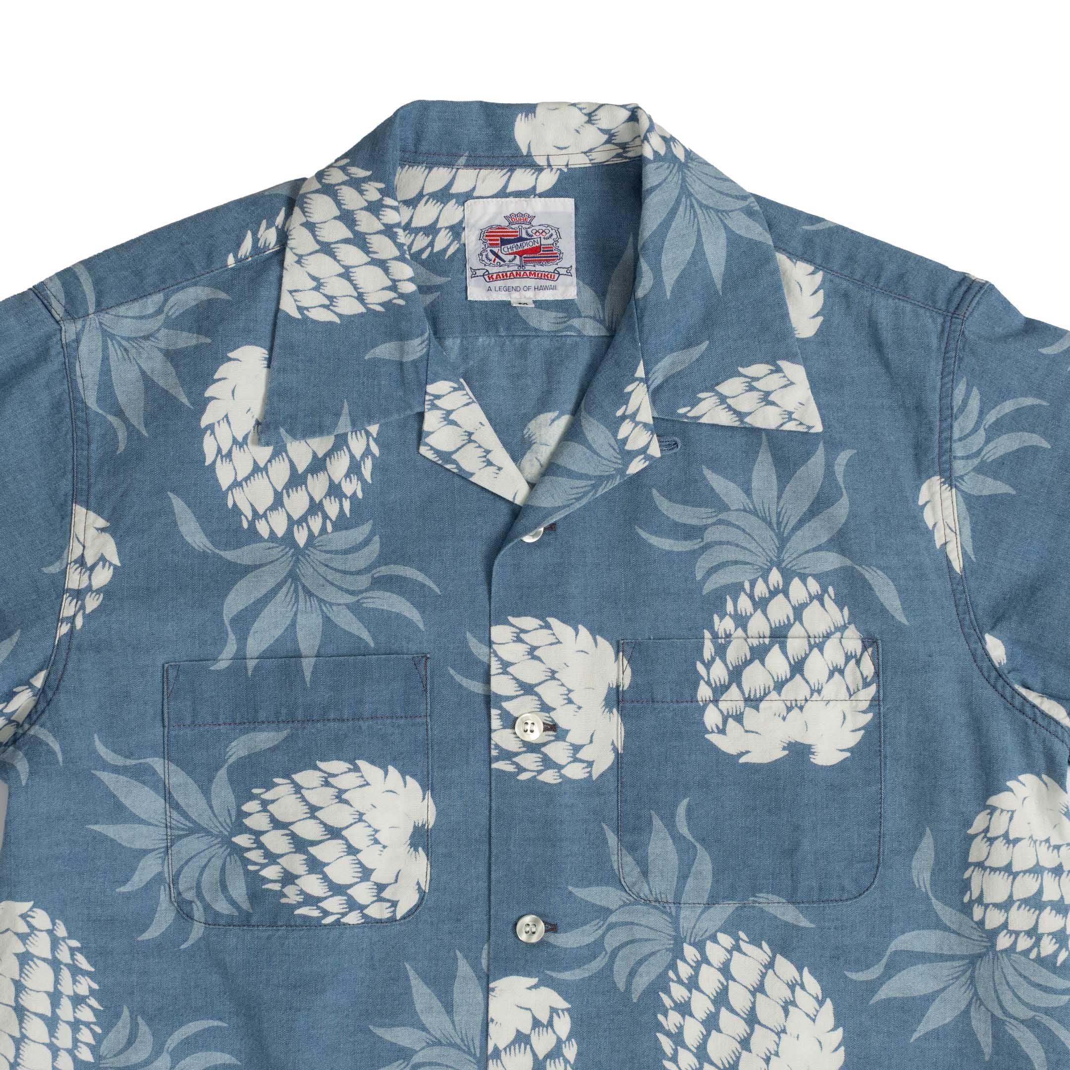 Duke Kahanamoku S/S Dukes Pineapple Hawaiian Shirt Blue-Shirt-Clutch Cafe