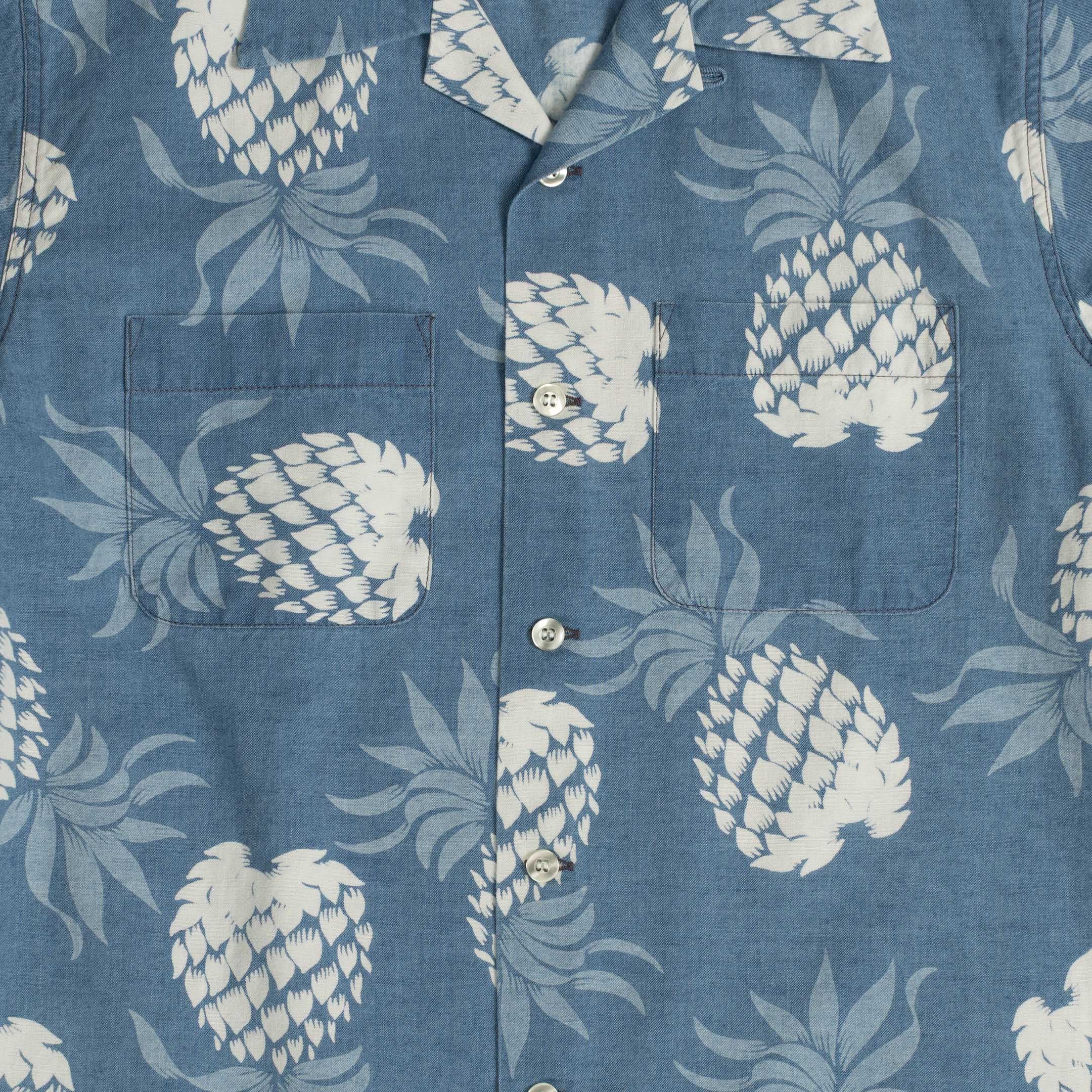Duke Kahanamoku S/S Dukes Pineapple Hawaiian Shirt Blue-Shirt-Clutch Cafe