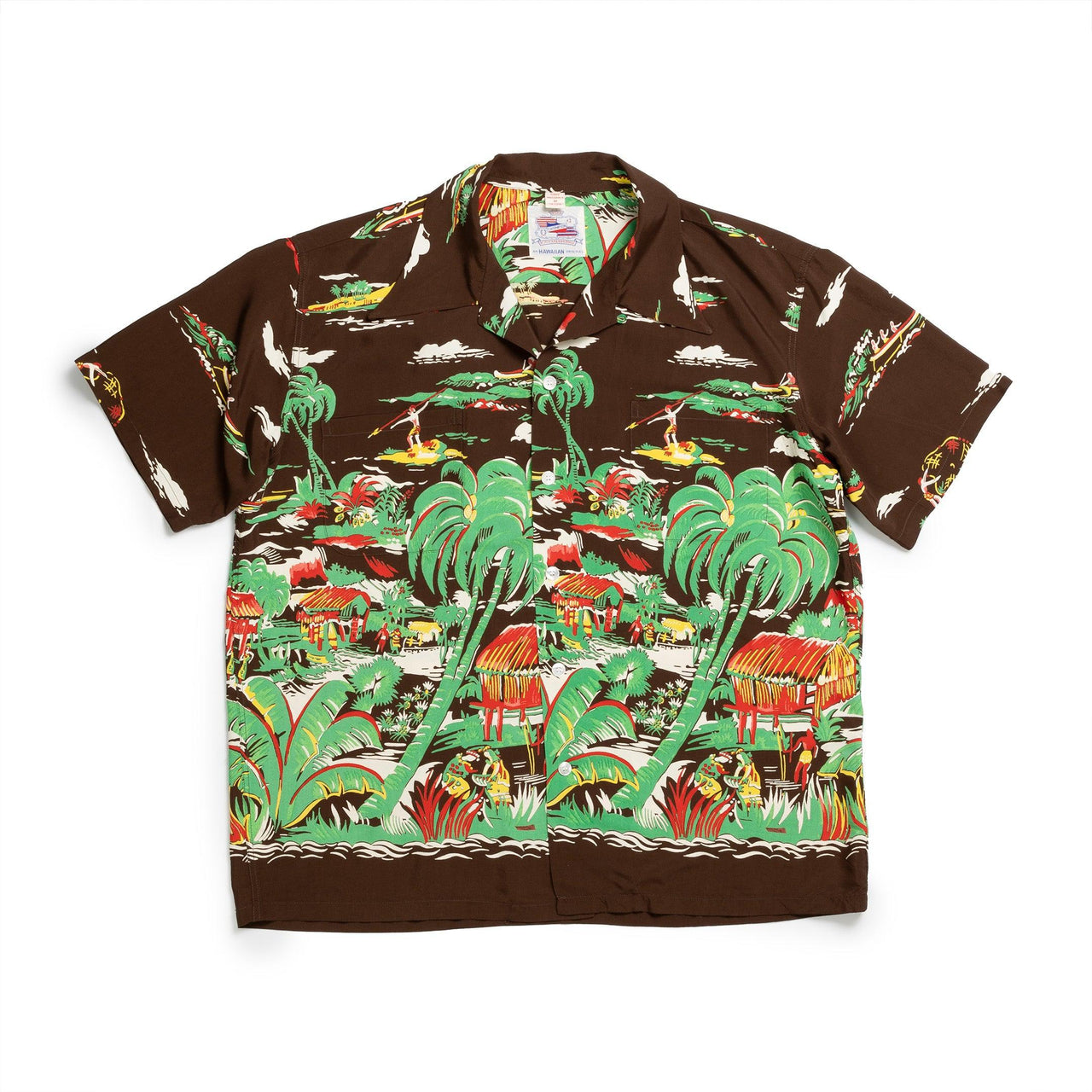 Duke Kahanamoku Special Edition 'Hawaiian Village' Hawaiian Shirt Brown-Shirt-Clutch Cafe