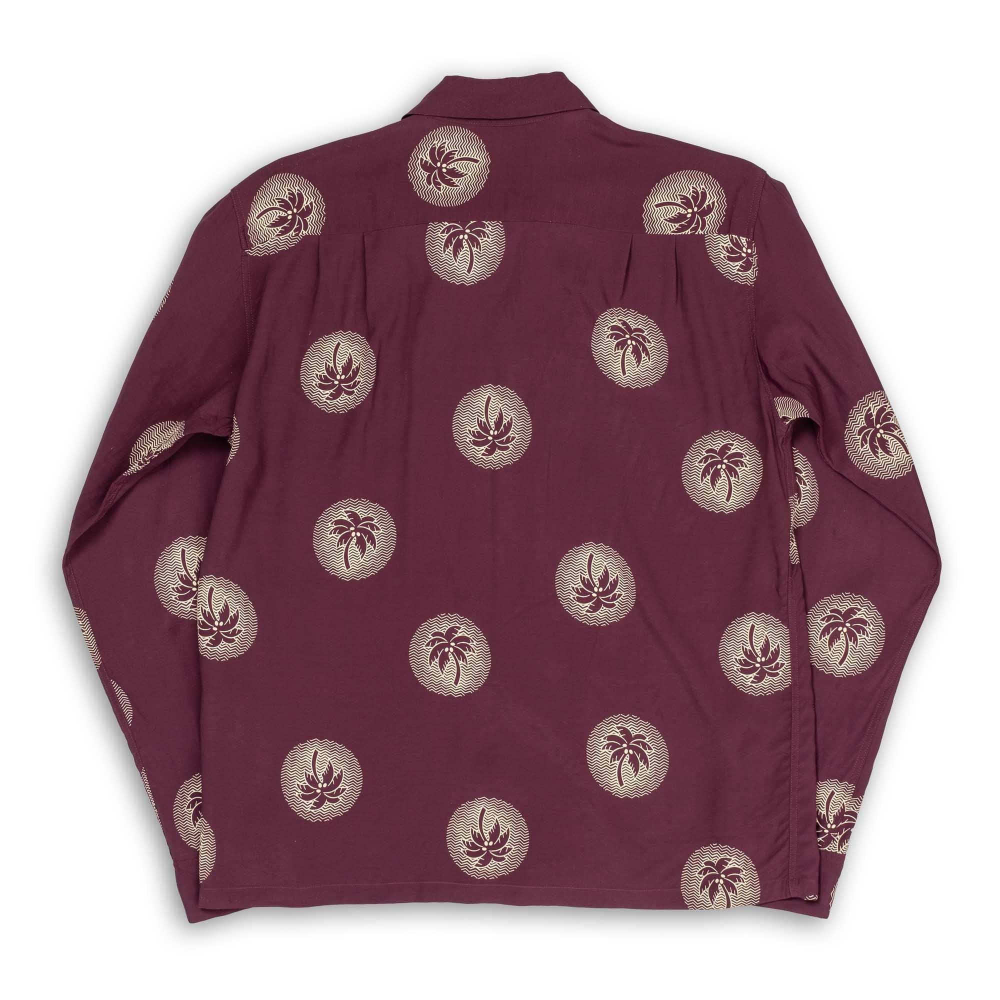 Duke Kahanamoku Special Edition 'Wondrous Palm Tree' L/S Burgundy-Shirt-Clutch Cafe