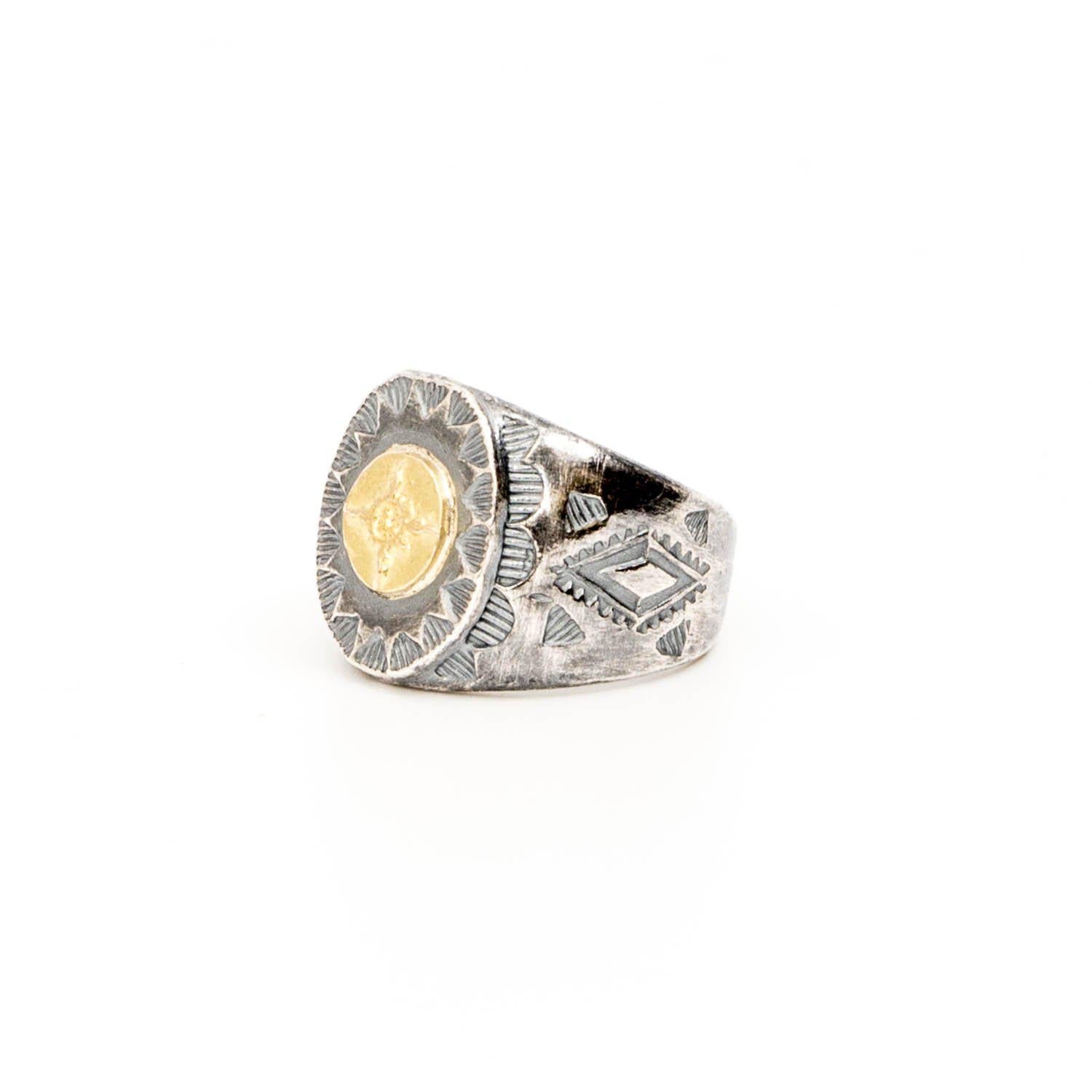 First Arrows VFSW stamp ring with K18 R-131-Jewellery-Clutch Cafe