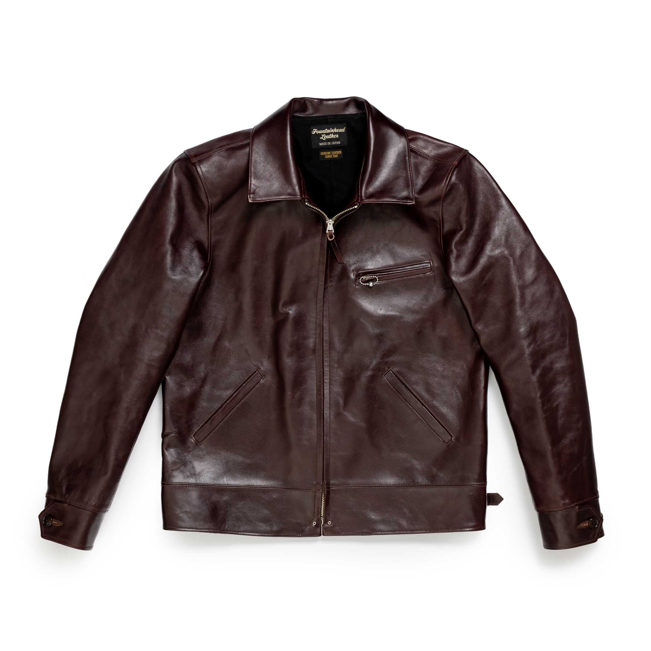 Fountain Head Leathers Alpha Horsehide Leather Jacket Brown-Clutch Cafe