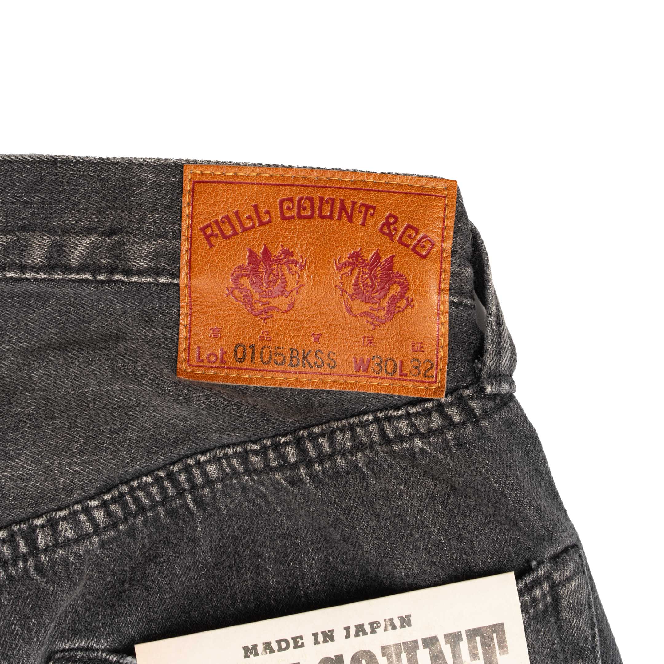 Full Count 0105 'Super Smooth' Dartford Jean Black-Jean-Clutch Cafe-selvage denim-selfedge denim