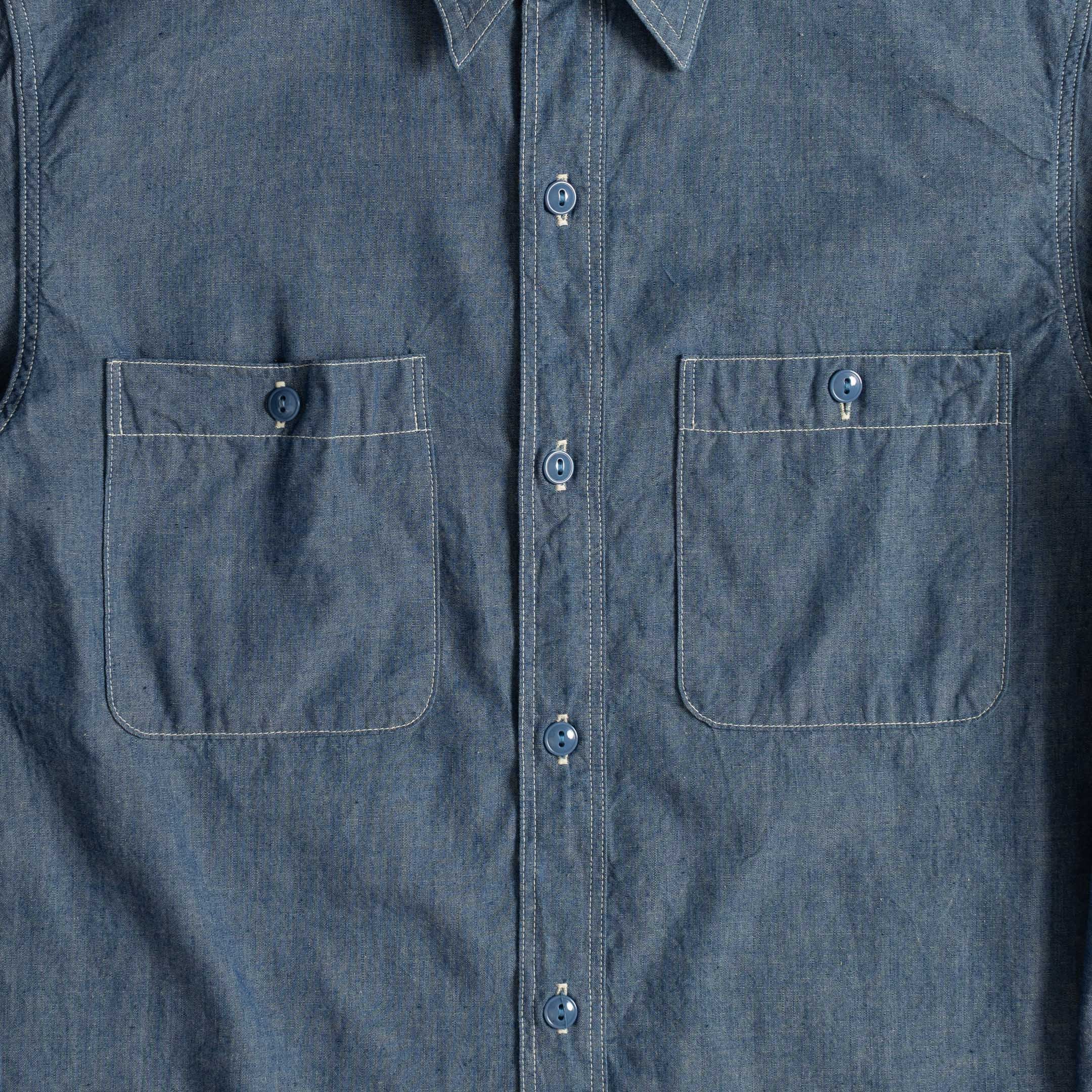 Full Count Chambray Shirt Blue-Shirt-Clutch Cafe