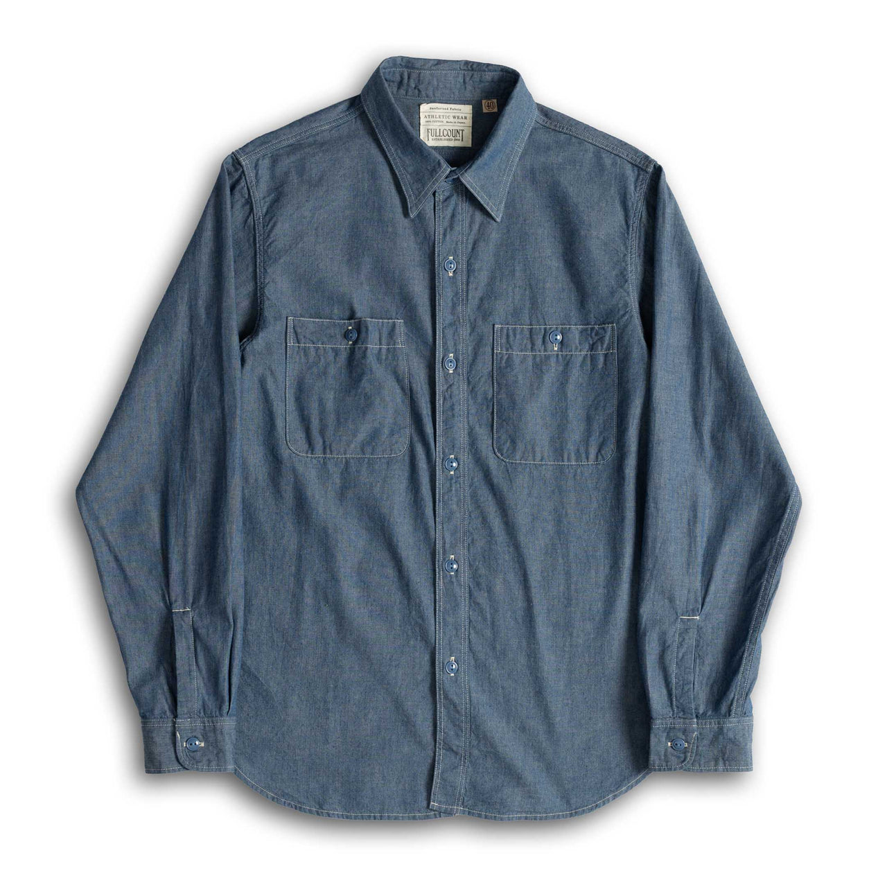 Full Count Chambray Shirt Blue-Shirt-Clutch Cafe
