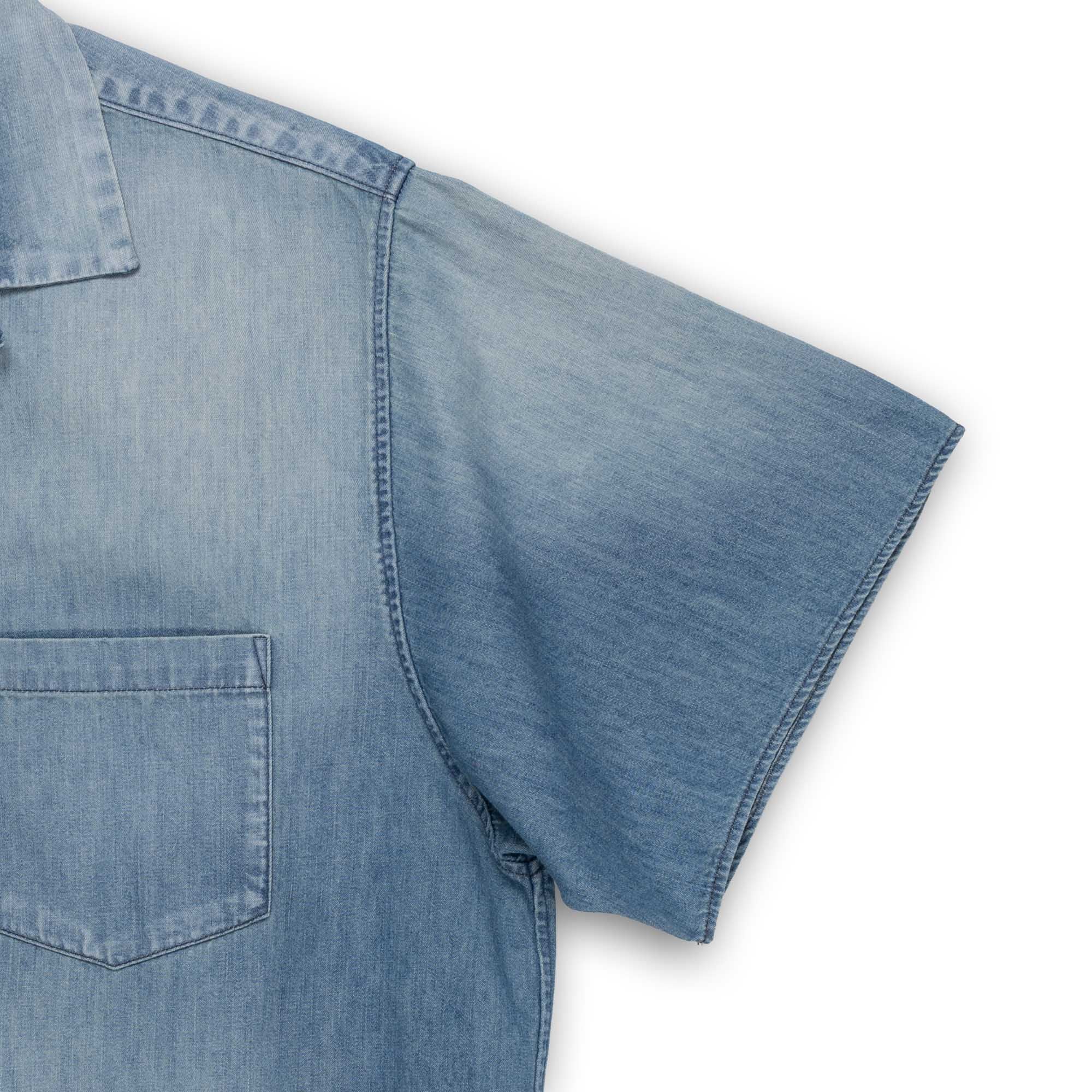 Full Count Open Collar Shirt S/S Denim Indigo-Shirt-Clutch Cafe
