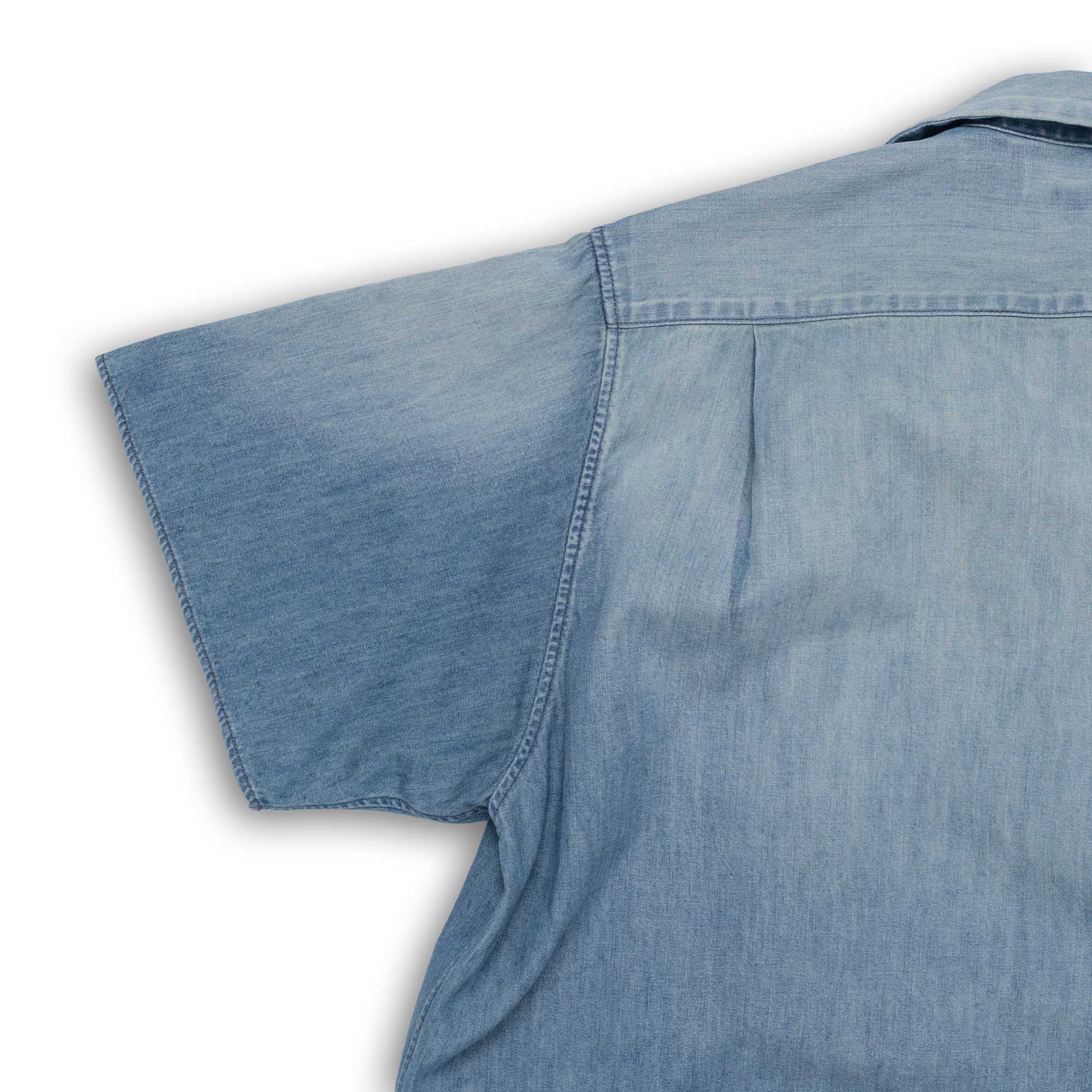 Full Count Open Collar Shirt S/S Denim Indigo-Shirt-Clutch Cafe