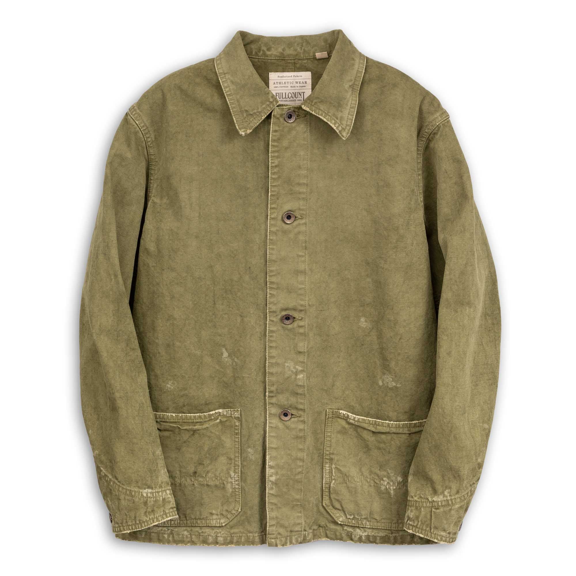 Full Count Tent Cloth Chore Jacket VE (Vintage Effect) Olive Drab-Jacket-Clutch Cafe