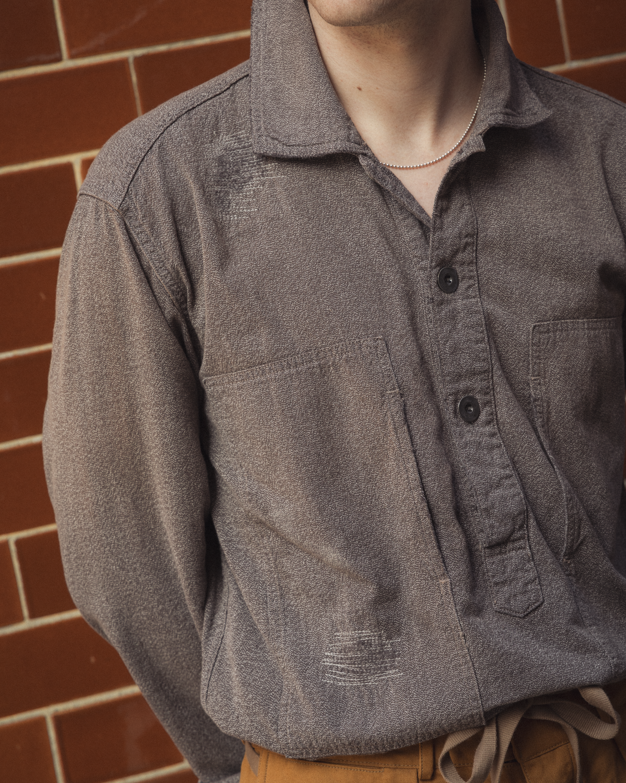 Full Count US Army Covert Chambray Pullover Shirt VE (Vintage Effect) Black-Shirt-Clutch Cafe