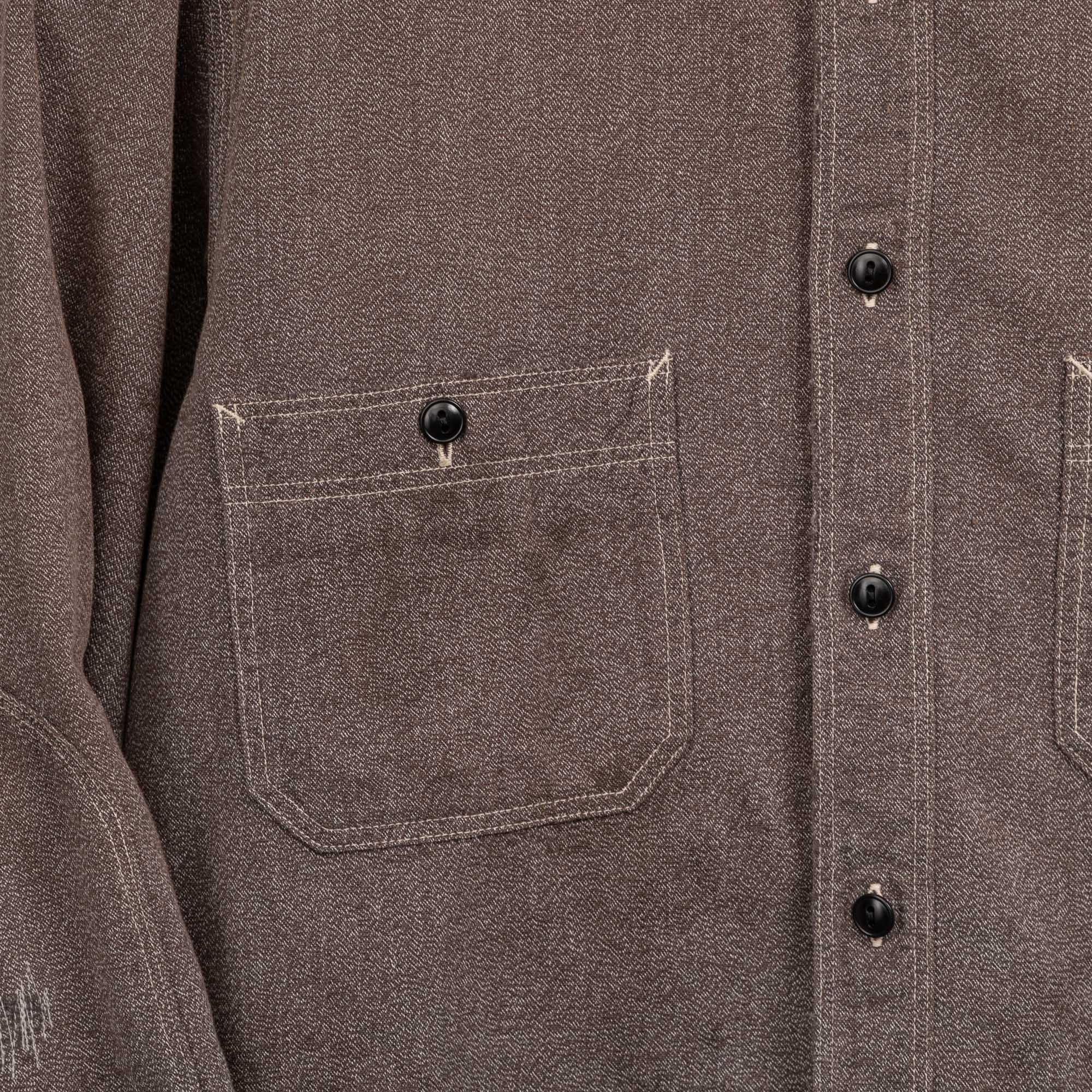 Full Count US Army Triple Stitch Covert Chambray Shirt VE (Vintage Effect) Black-Shirt-Clutch Cafe