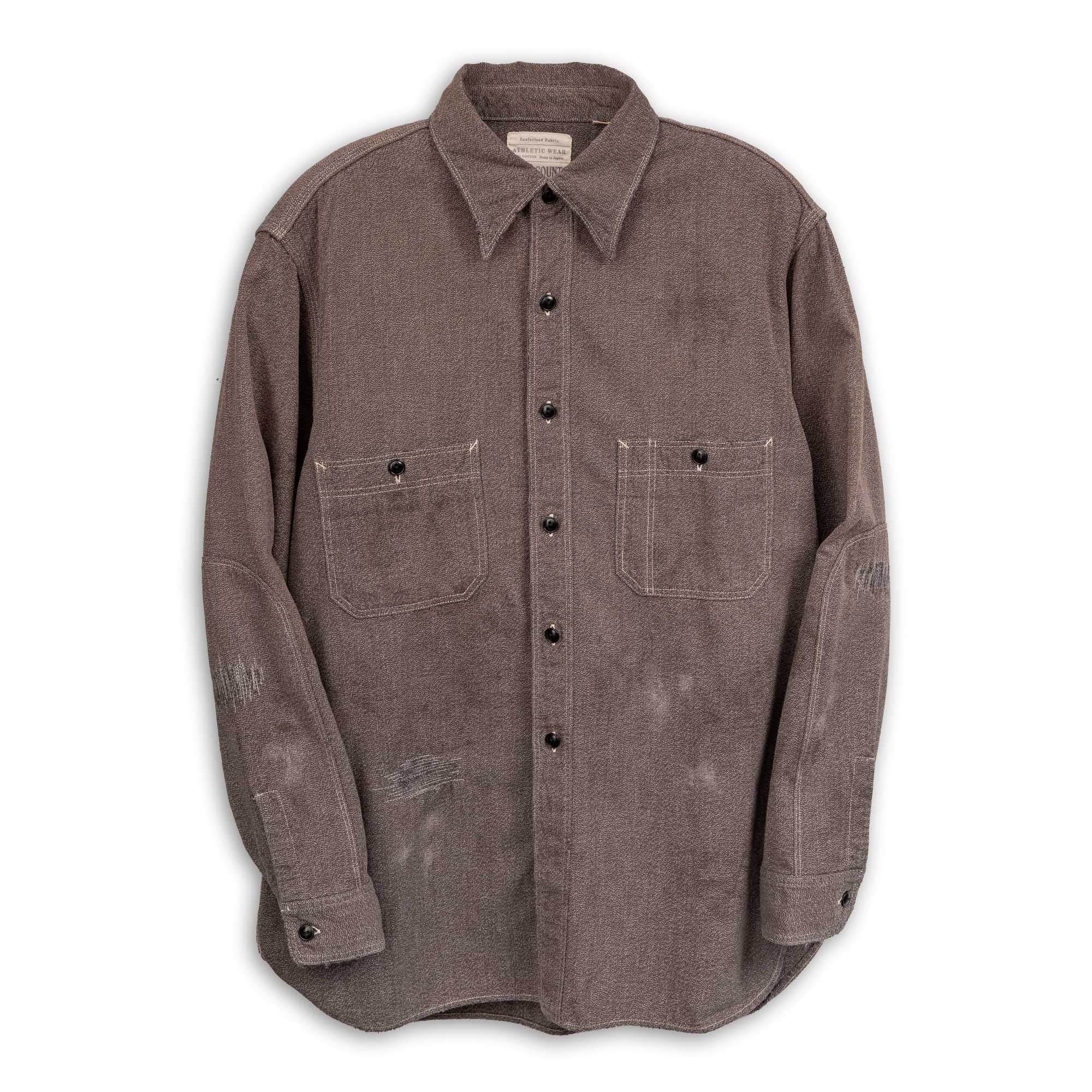 Full Count US Army Triple Stitch Covert Chambray Shirt VE (Vintage Effect) Black-Shirt-Clutch Cafe