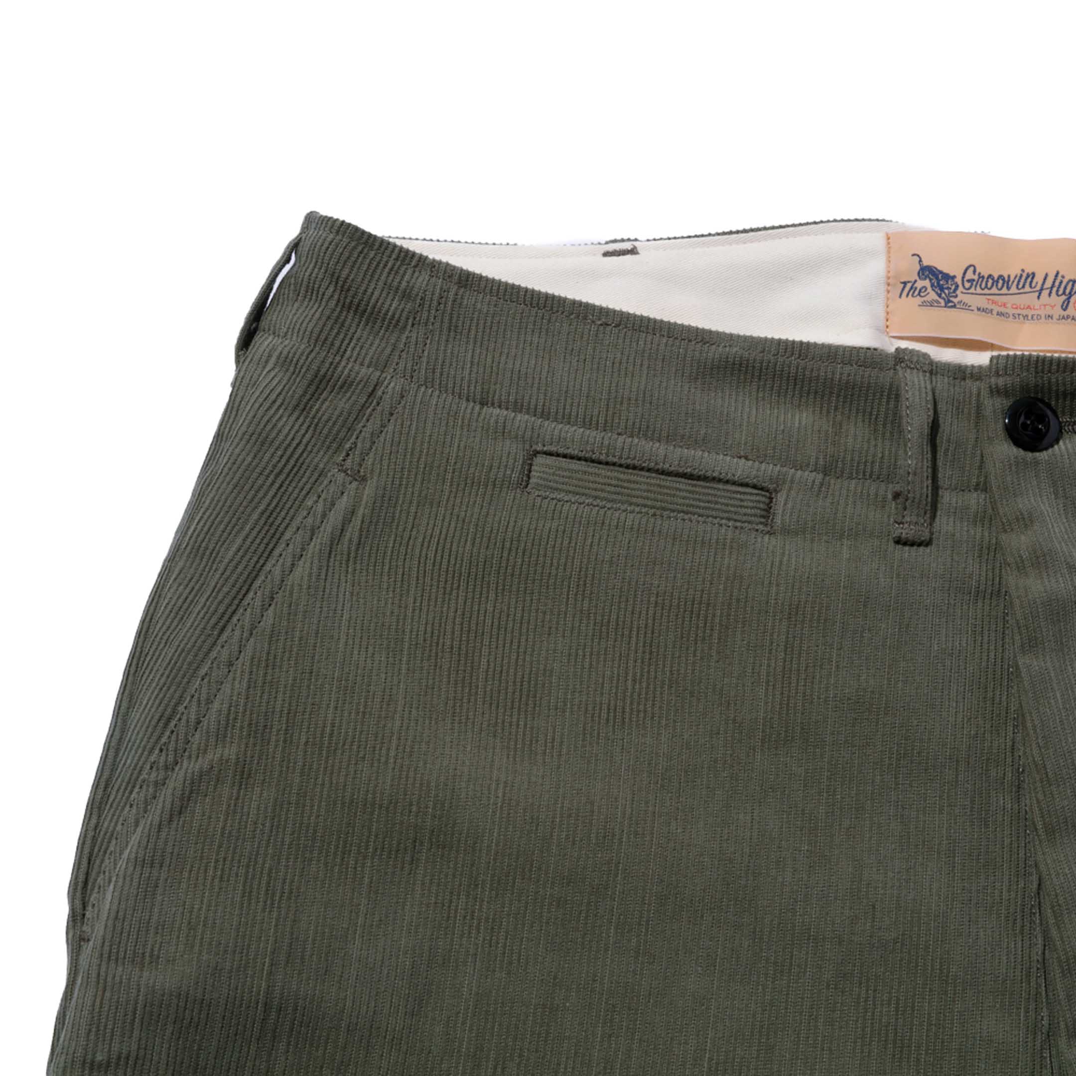Groovin High M41 Corduroy Trousers Khaki-Trousers-Clutch Cafe