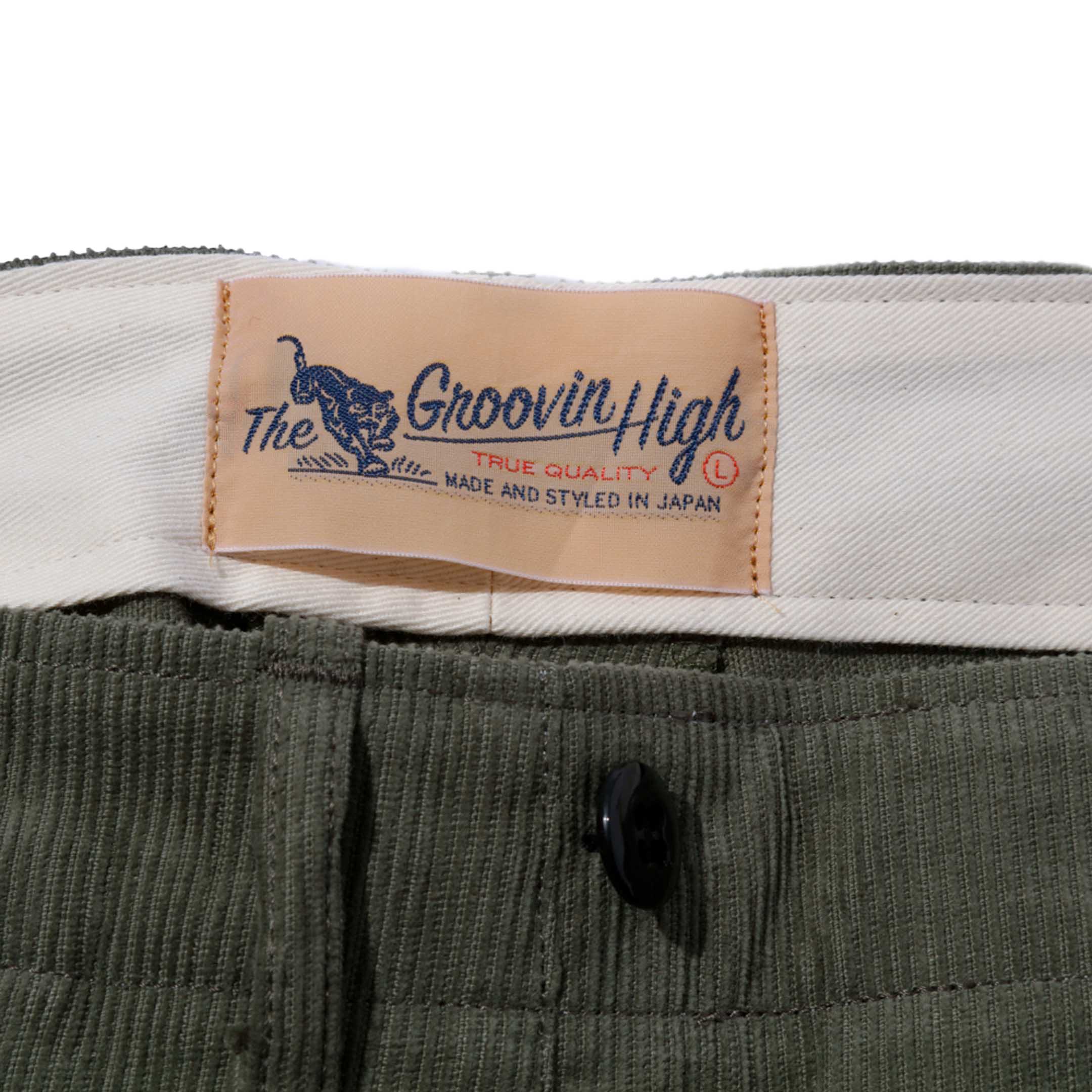 Groovin High M41 Corduroy Trousers Khaki-Trousers-Clutch Cafe