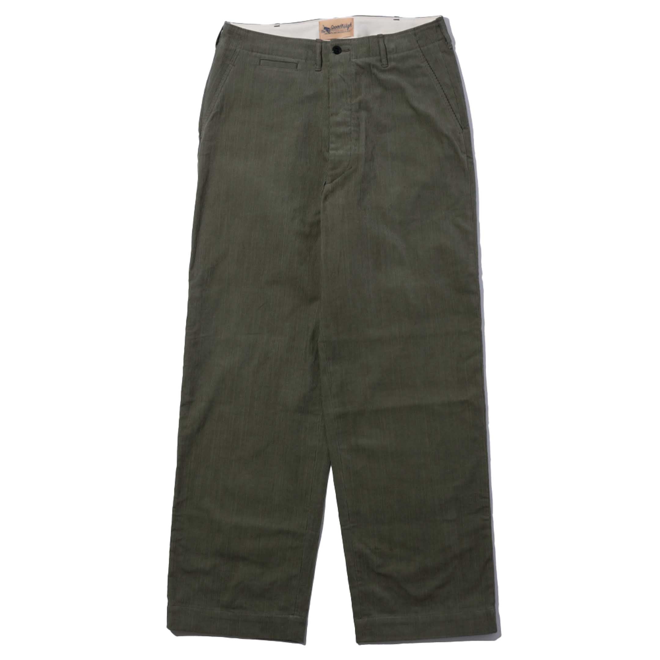 Groovin High M41 Corduroy Trousers Khaki-Trousers-Clutch Cafe